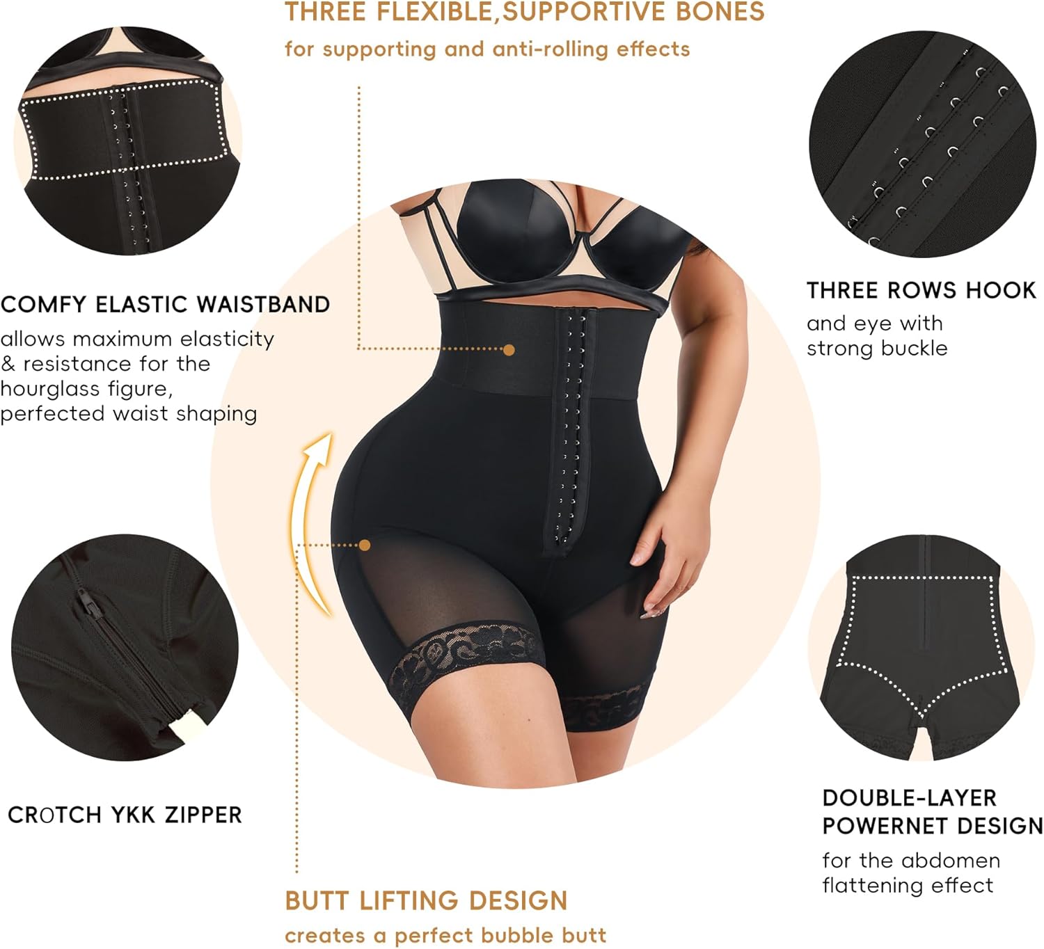 QOU Shapewear for Women Tummy Control Body Shaper Shorts Butt Lifter Panties High Waisted Underwear Slimming Panties