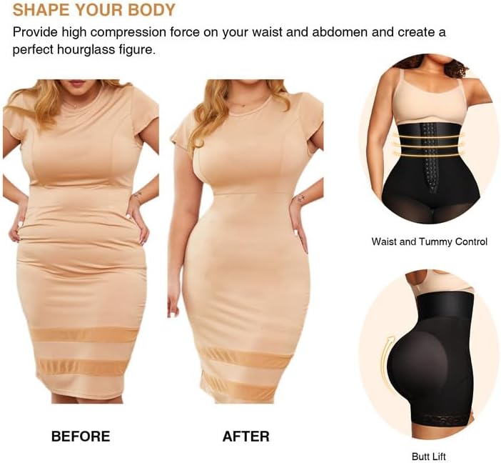 Alternative view of QOU Shapewear for Women Tummy Control Body Shaper Shorts Butt Lifter Panties High Waisted Underwear Slimming Panties