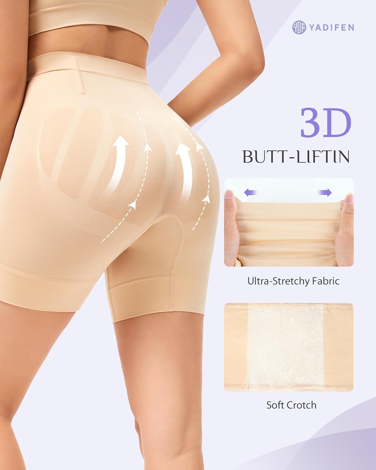 YADIFEN Shapewear for Women Tummy Control, Mid Waist Body Shaper Shorts Butt Lifting Seamless Shapewear Under Dresses