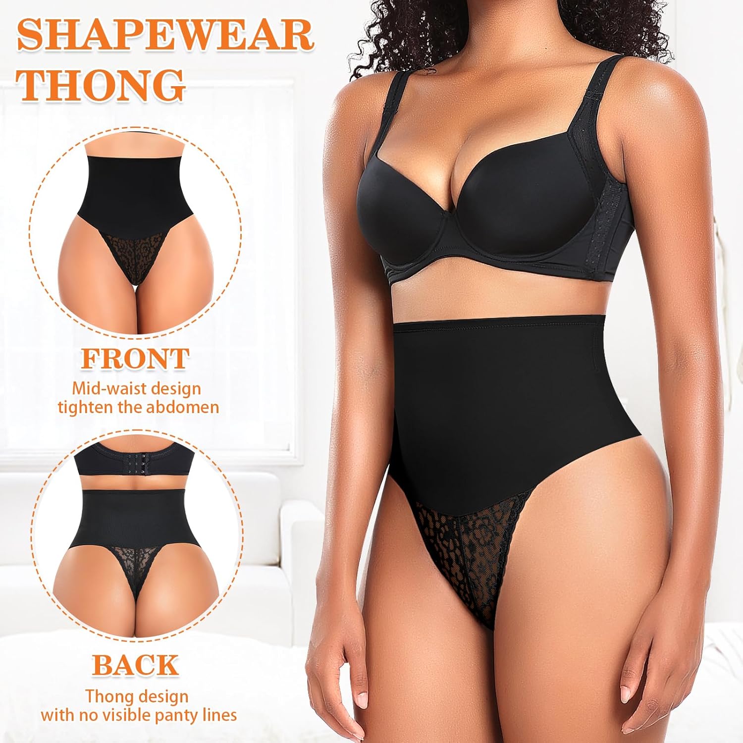 Alternative view of Werena Tummy Control Thong Shapewear for Women High Waist Body Shaper Panties Girdle Lace Shaping Underwear