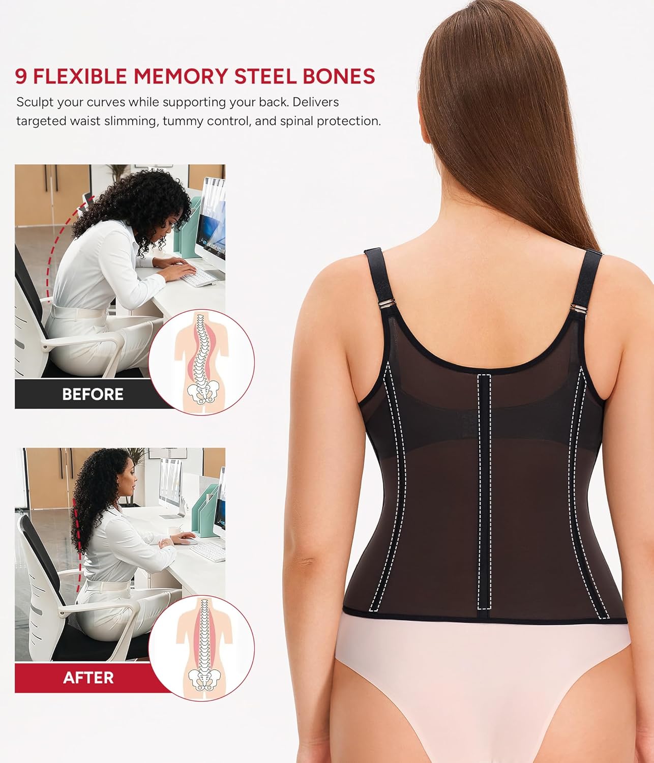 Alternative view of Nebility Waist Trainer for Women Corset Shapewear Tummy Control Body Shaper Top Waist Cincher Girdle with Adjustable Straps