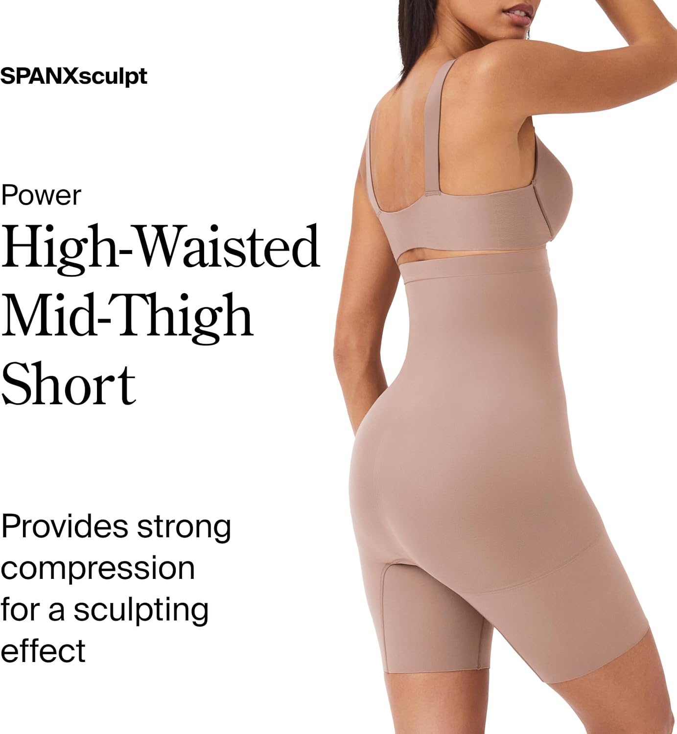 SPANX SPANXsculpt Power Series High-Waisted Mid-Thigh Short - Lightweight, All-Day Comfort - Core Control Shapewear