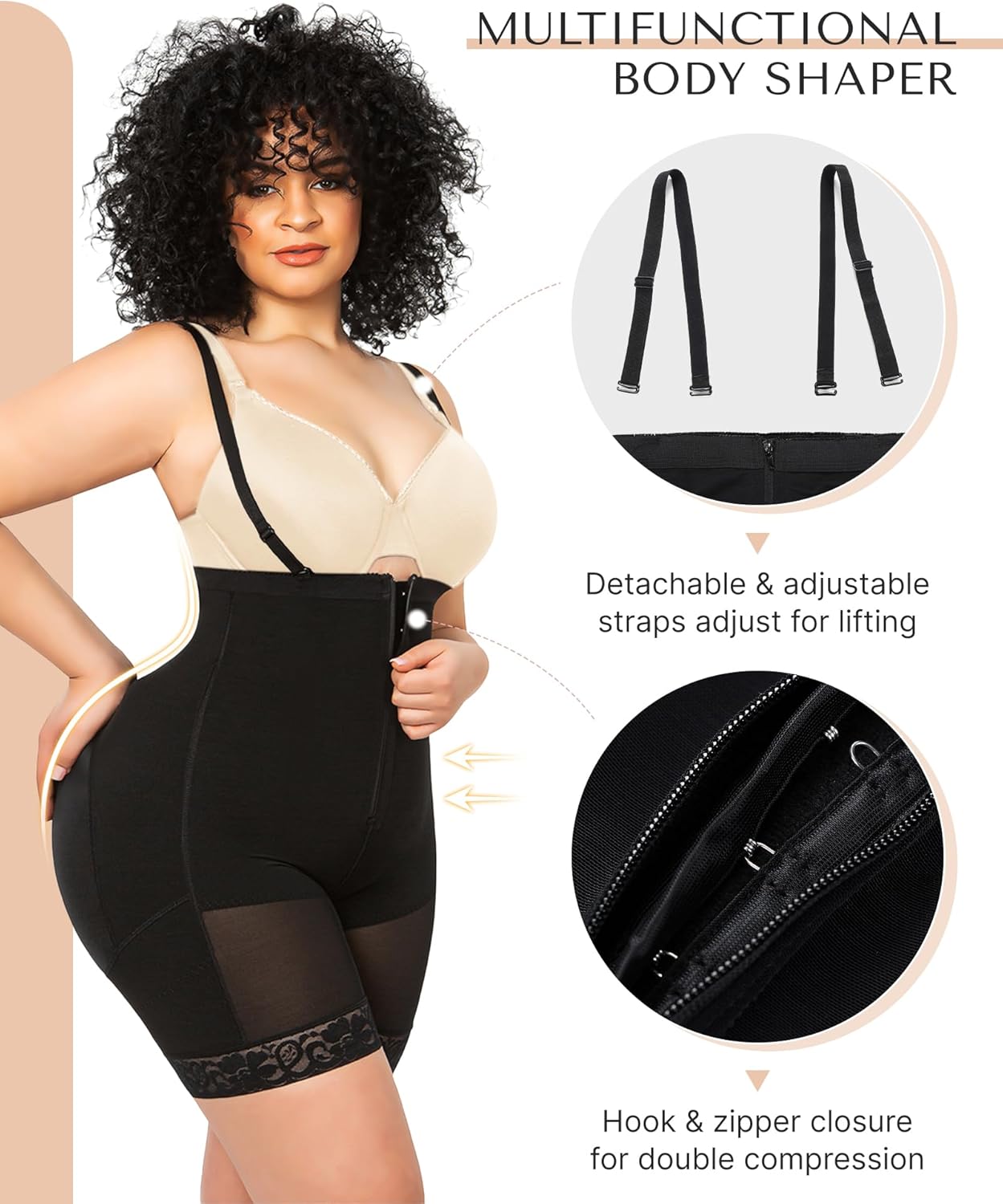 SHAPELLX Fajas Colombianas Shapewear for Women Tummy Control Plus Size Postpartum Body Shaper Butt Lifting Bodysuit