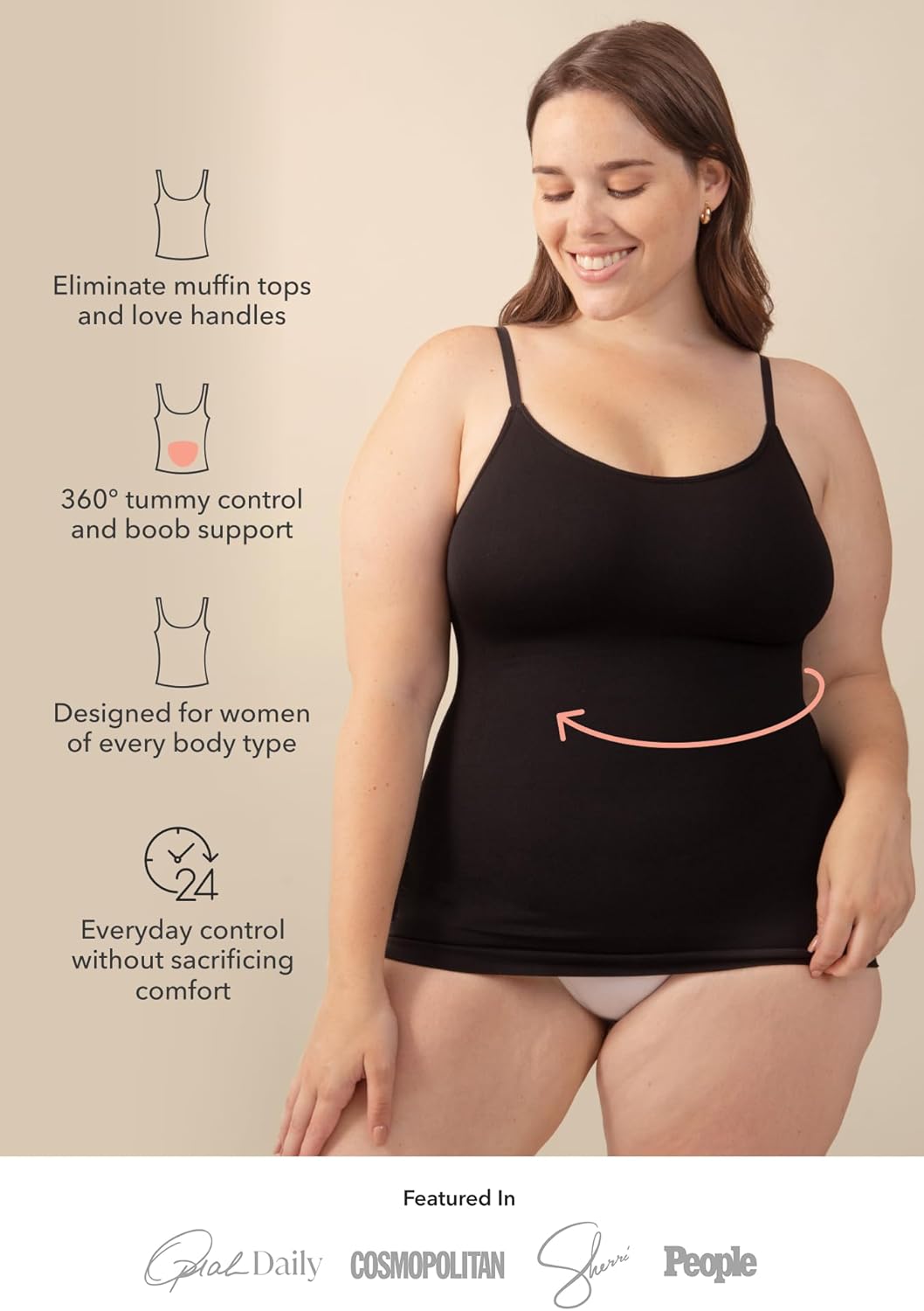 SHAPERMINT Womens Tops - Scoop Neck Cami Body Shaper for Women, Shapewear Tummy Control, Camisole Tank Tops for Women