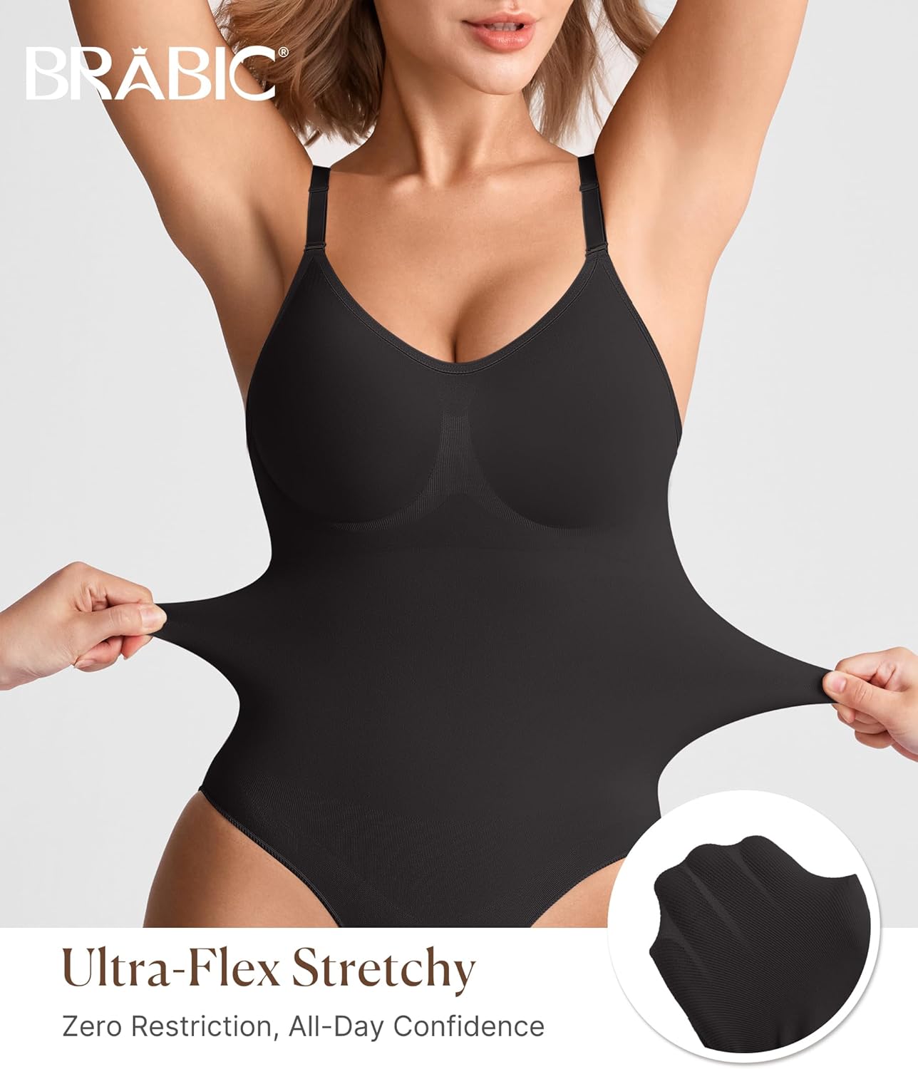 BRABIC Tummy Control Shapewear for Women Seamless Shapewear Bodysuit Body Shaper Waist Trainer Body Suit