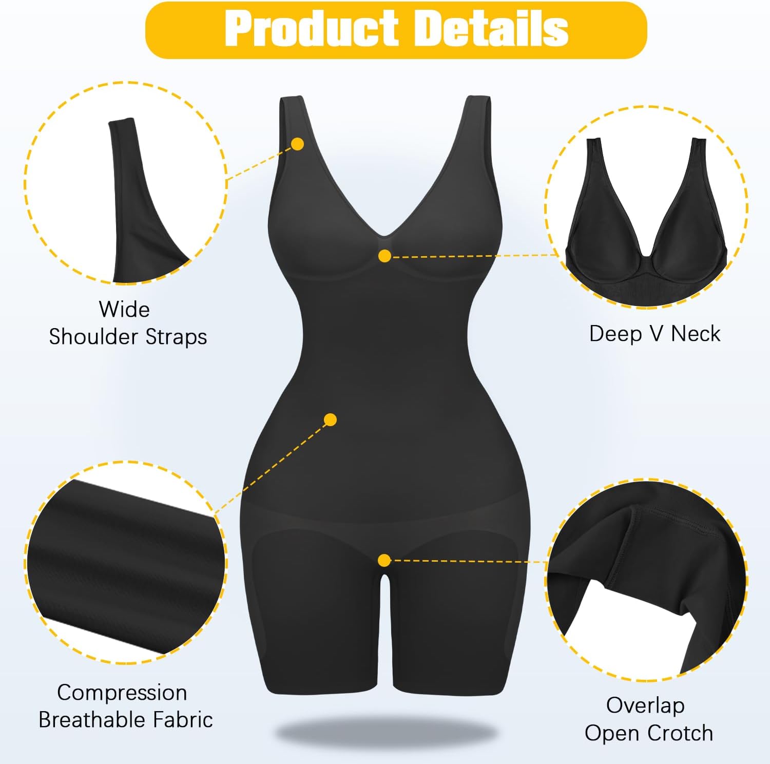 Alternative view of VVX Shorts Bodysuit for Women Tummy Control Shapewear Seamless Sexy Butt Lifting Workout Bodycon One Piece Short Jumpsuit