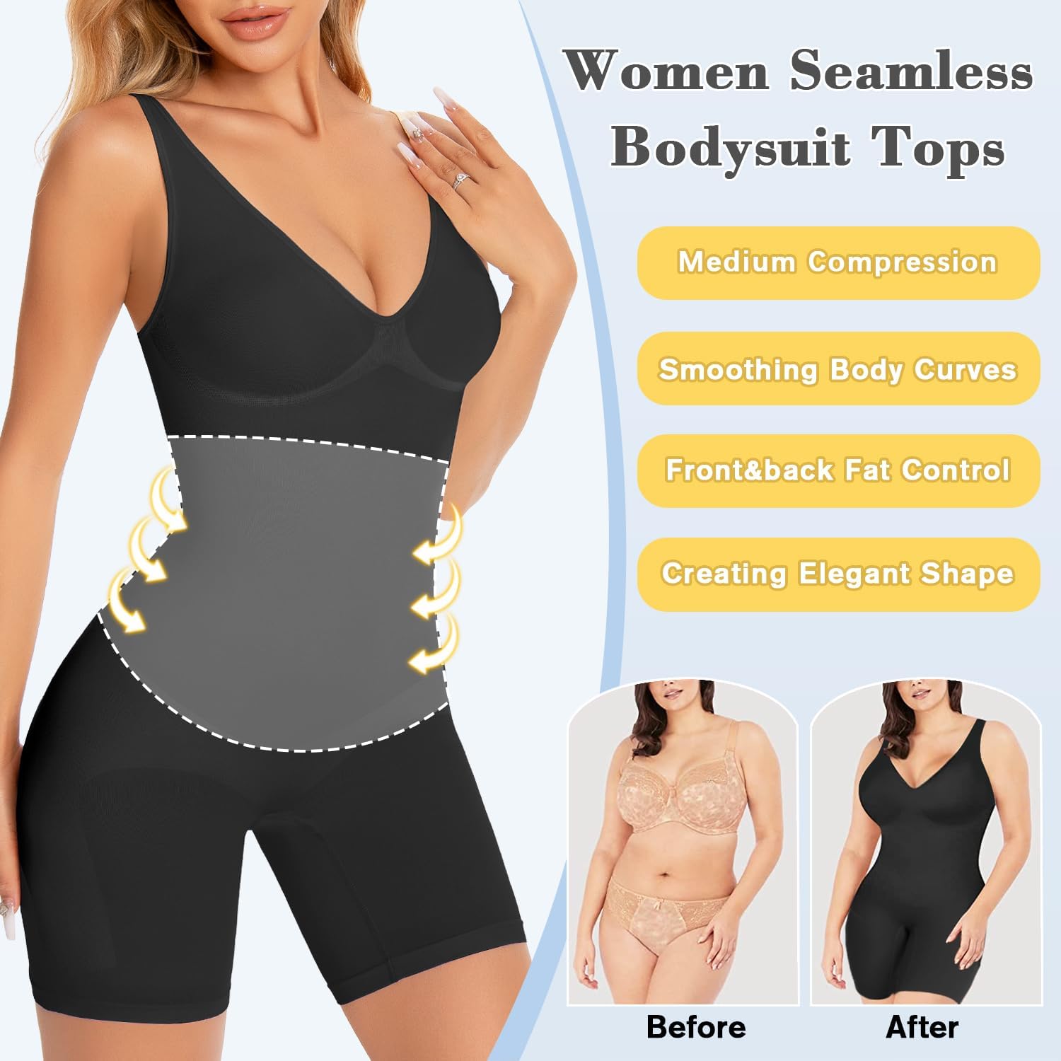 VVX Shorts Bodysuit for Women Tummy Control Shapewear Seamless Sexy Butt Lifting Workout Bodycon One Piece Short Jumpsuit - Image 4
