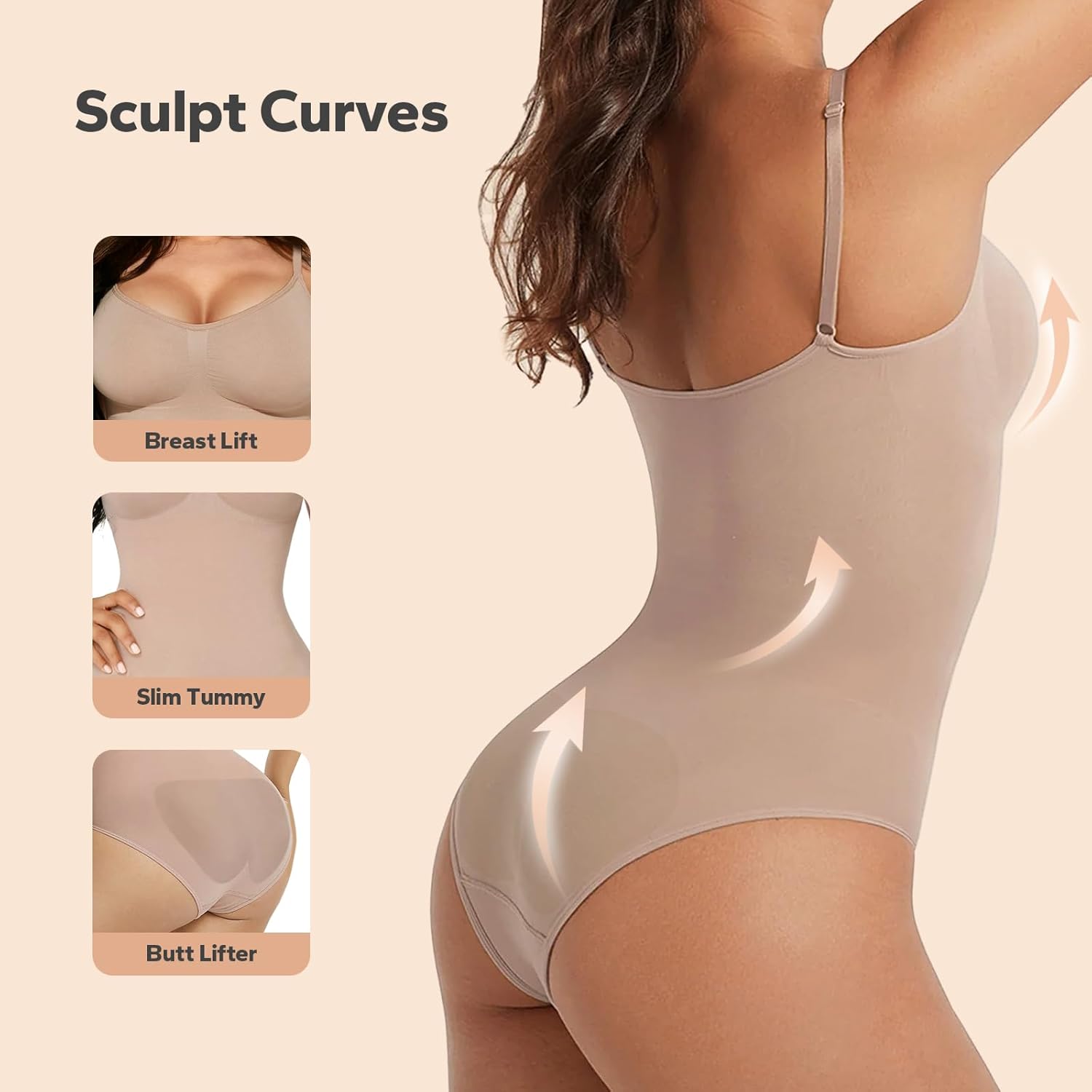 ShaperSwan Shapewear, Bodysuit for Women, Tummy Control Bodysuit with Adjustable Straps, Seamless Snatched Body Shaper