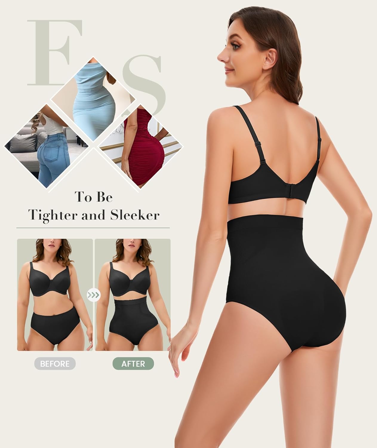 Everyday Shapewear Tummy Control Underwear - High Waisted Body Shaper Panties Seamless Shapewear Compression Briefs for Women