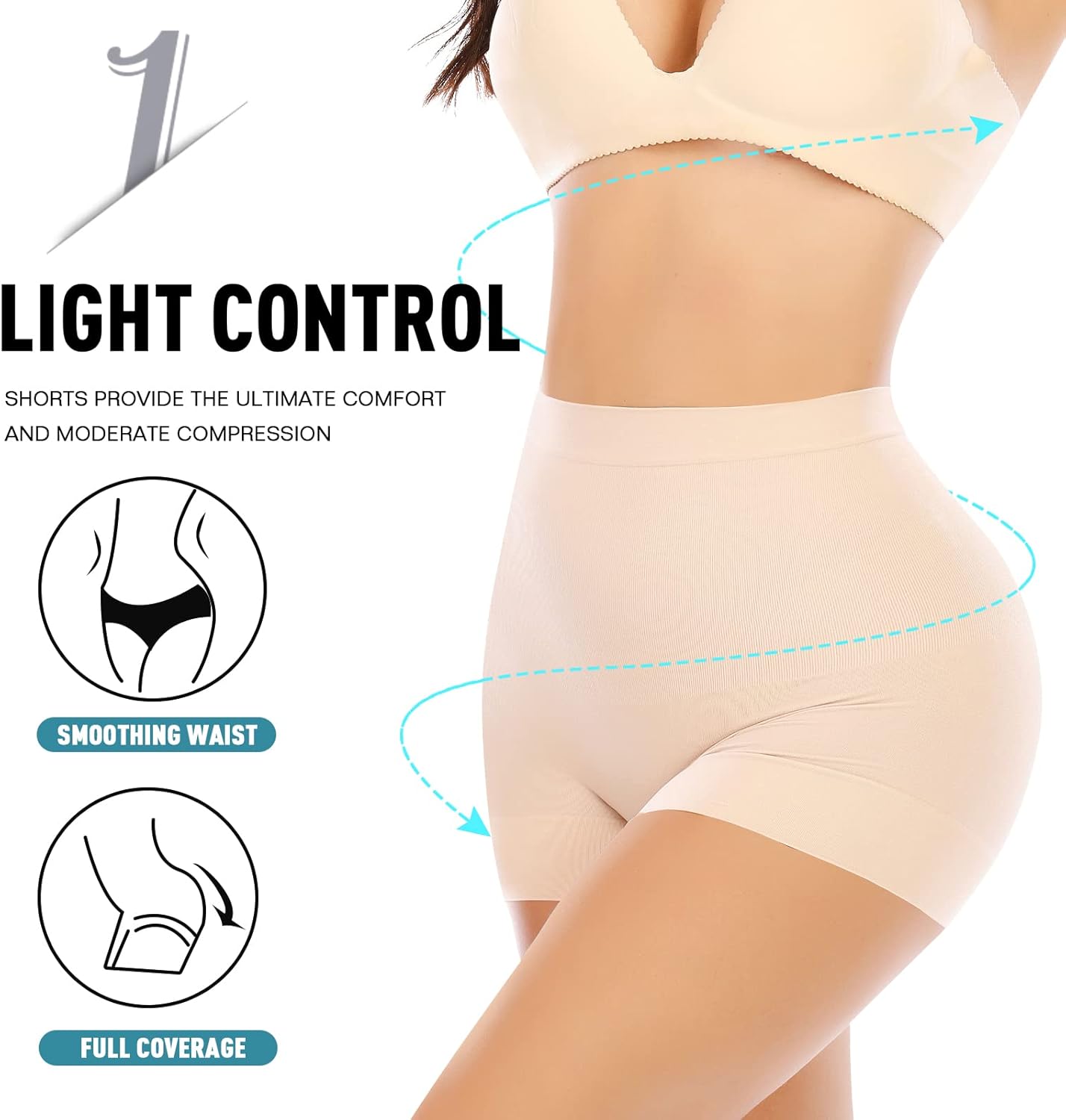 Alternative view of Werena Seamless Shaping Boyshorts Panties for Women Slip Shorts Under Dress Shapewear Shorts Tummy Control Underwear