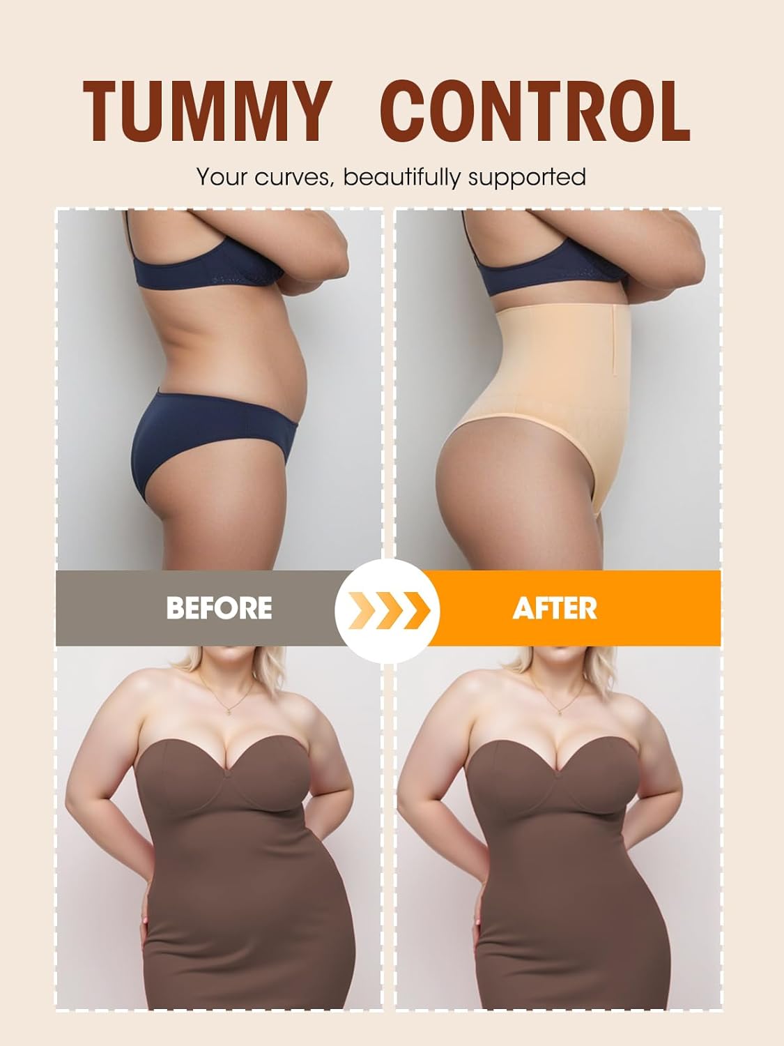 Yifumen Shapewear for Women Tummy Control Thong Compression Seamless Underwear High Waist Panties Body Shaper Shaping Girdle