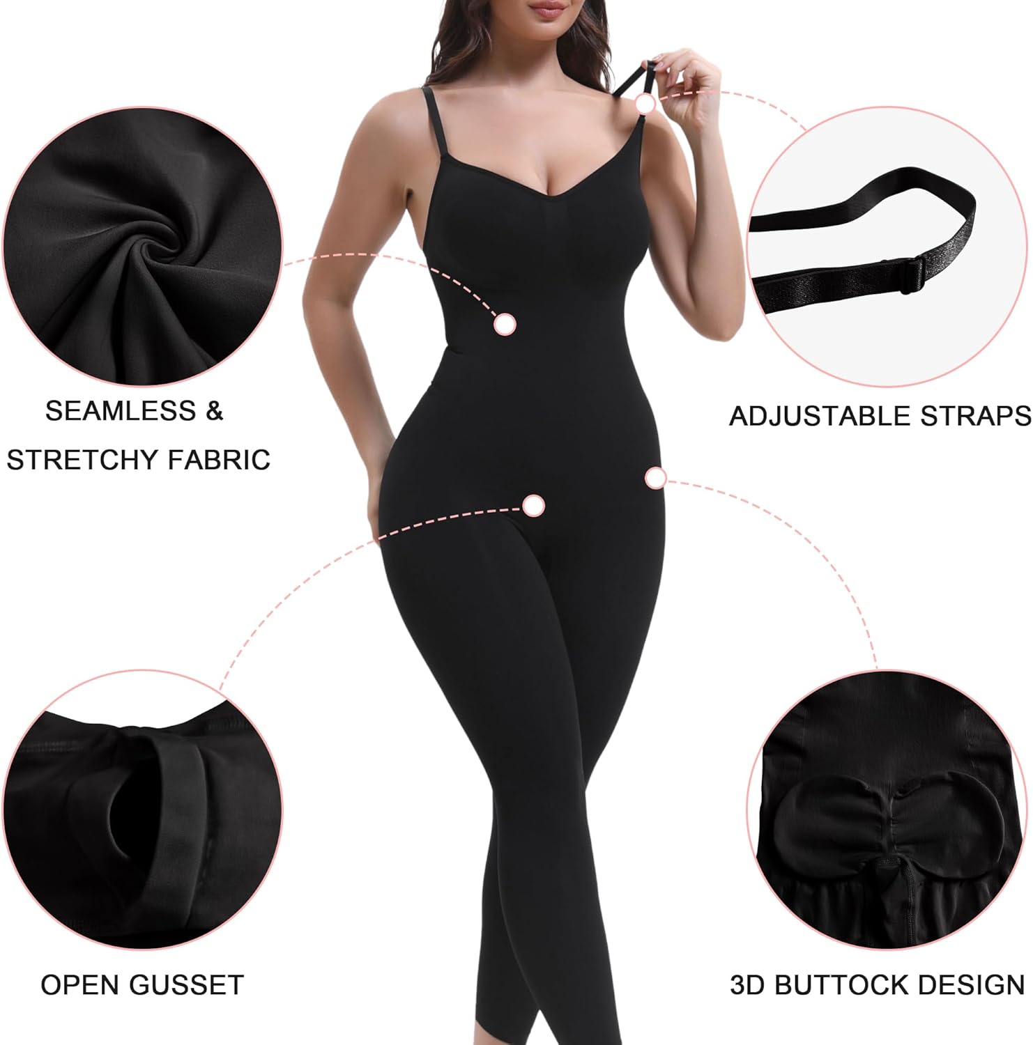 Alternative view of SHAPERX Hourglass Leggings 360 Compression 2 Sizes Look Full Body Shaper Breathable No Roll Down