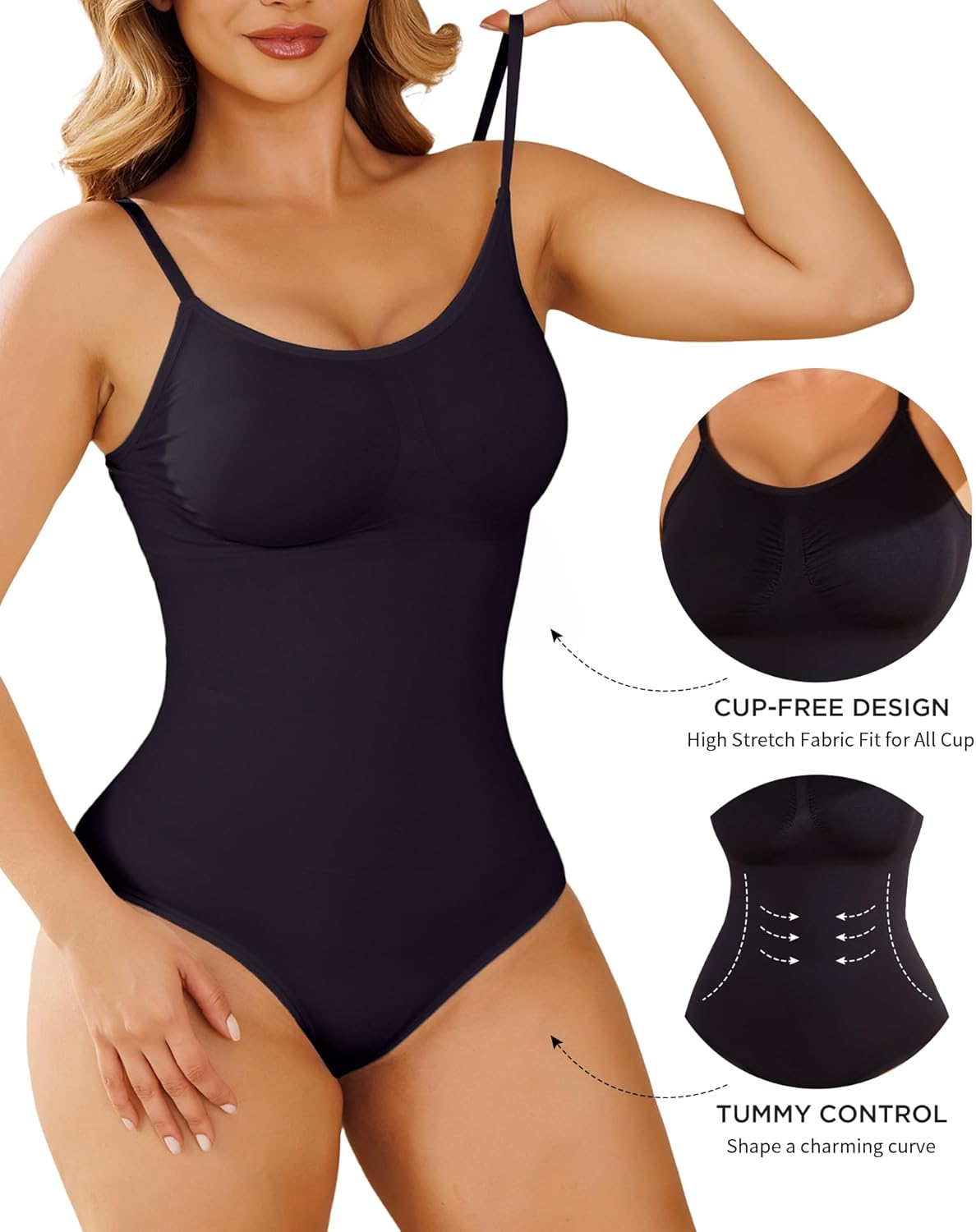 Alternative view of AegisChic Shapewear Tummy Control for Women Seamless Bodysuit with Adjustable Straps Body Shaper Suits