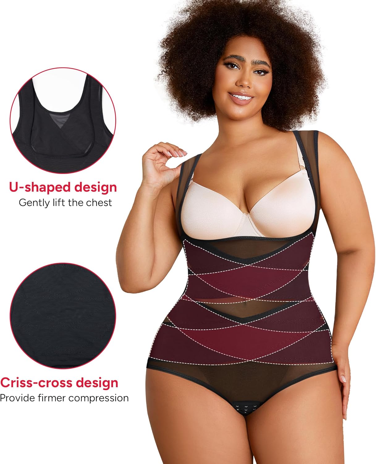 Nebility Plus Size Shapewear Bodysuit for Women Tummy Control Body Shaper Seamless Faja Colombian Waist Trainer Girdle