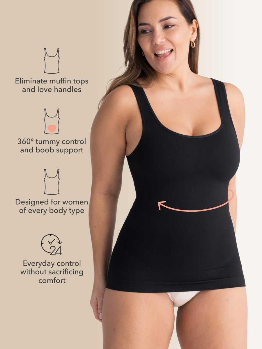 SHAPERMINT Compression Tank Cami - Tummy and Waist Control Body Shapewear Camisole for Women