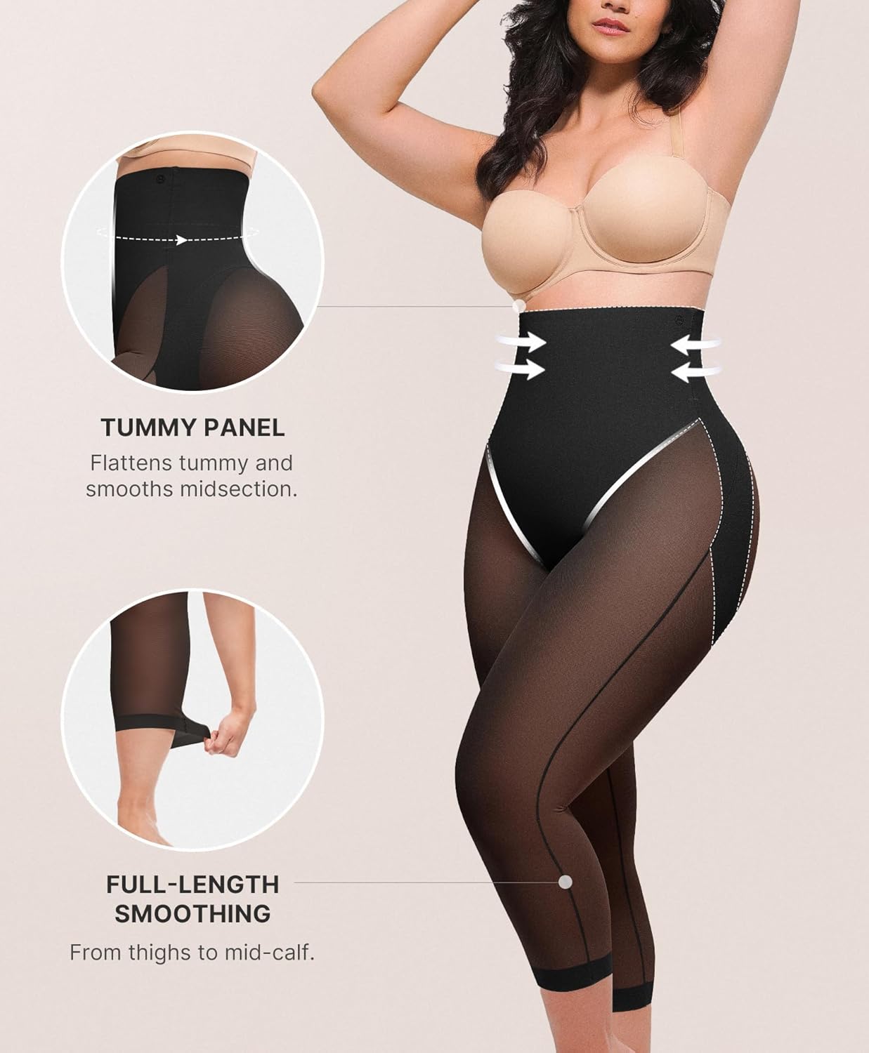 SHAPELLX Shapewear for Women Capris Leggings Tummy Control Underwear High Waist Body Shaper Butt Lifting Panties