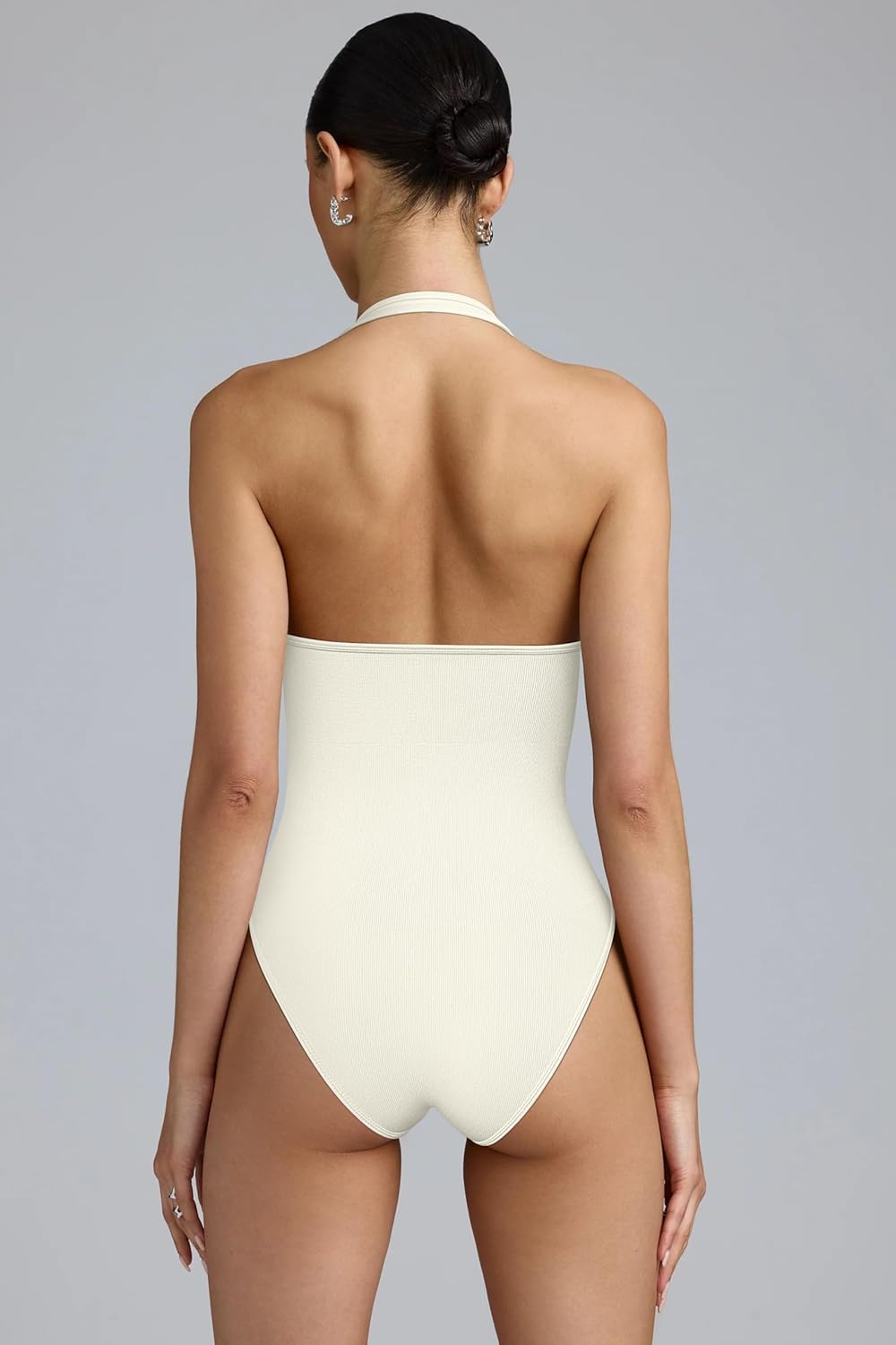 Alternative view of OQQ Women Halter Neck Bodysuits 2 Pack Sleeveless Shapewear One Piece Leotard Shirt Going Out Tops