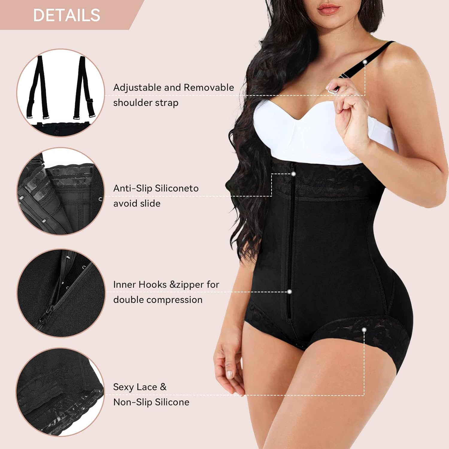 Chaierfei Shapewear for Women Tummy Control Fajas Colombianas Body Shaper Butt Lifter Compression Garment Open Bust Bodysuit