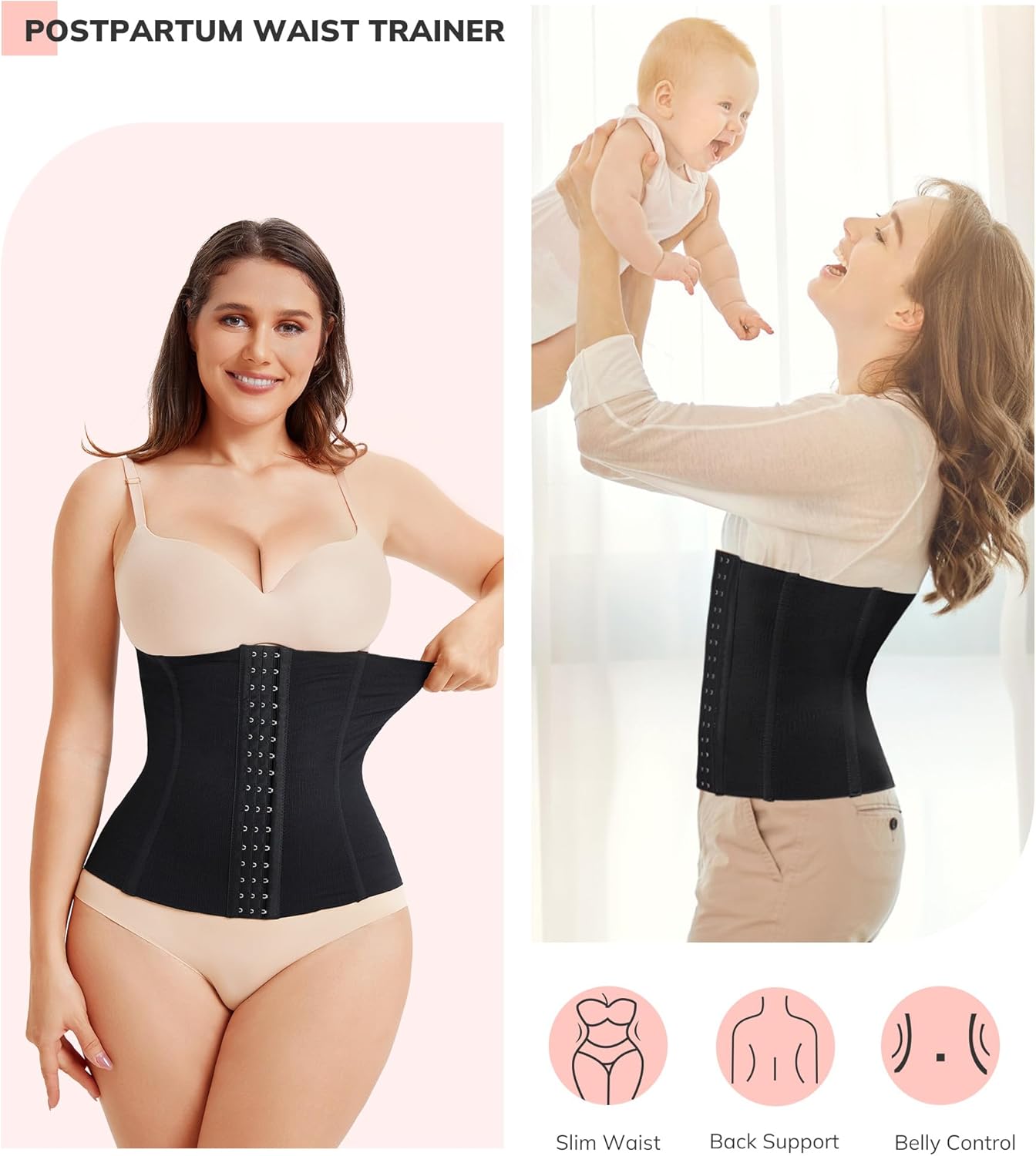 LODAY Waist Trainer Corset Shapewear Tummy Control Body Shaper Waist Cincher for Women Postpartum Belly Band Wrap