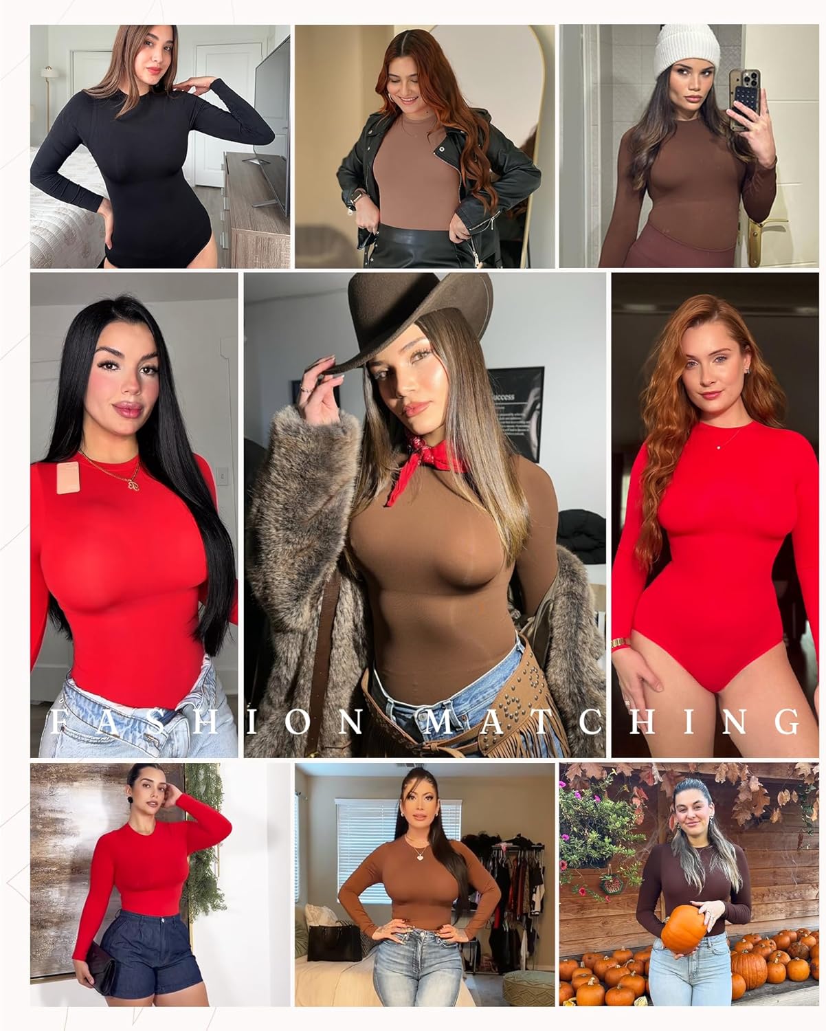 FeelinGirl Lightweight Breathable Bodysuit No Wedgies Smooths Curves Body Suits Women's Bodysuits Long Sleeve Body Suit