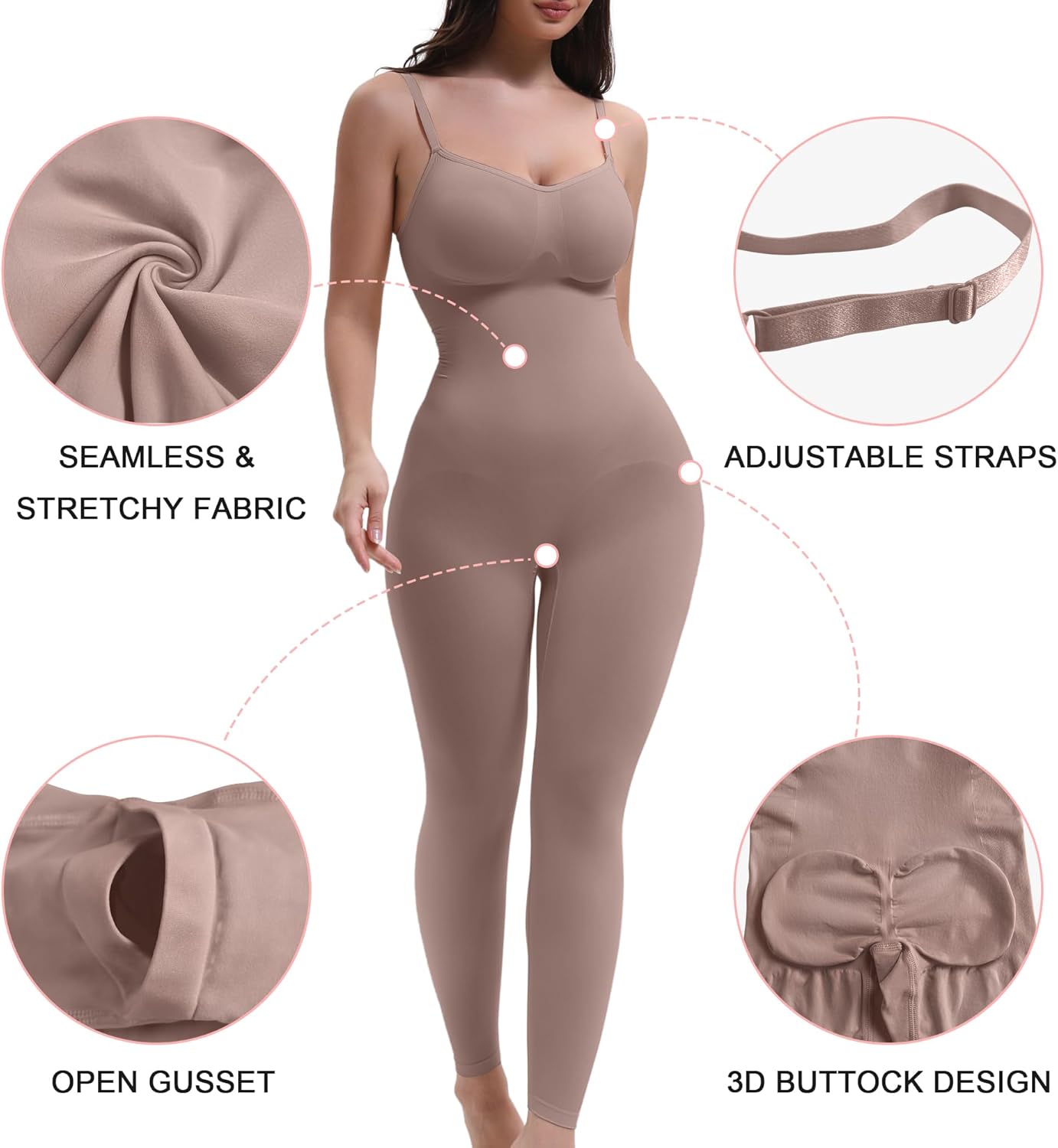 Alternative view of SHAPERX Hourglass Leggings 360 Compression 2 Sizes Look Full Body Shaper Breathable No Roll Down