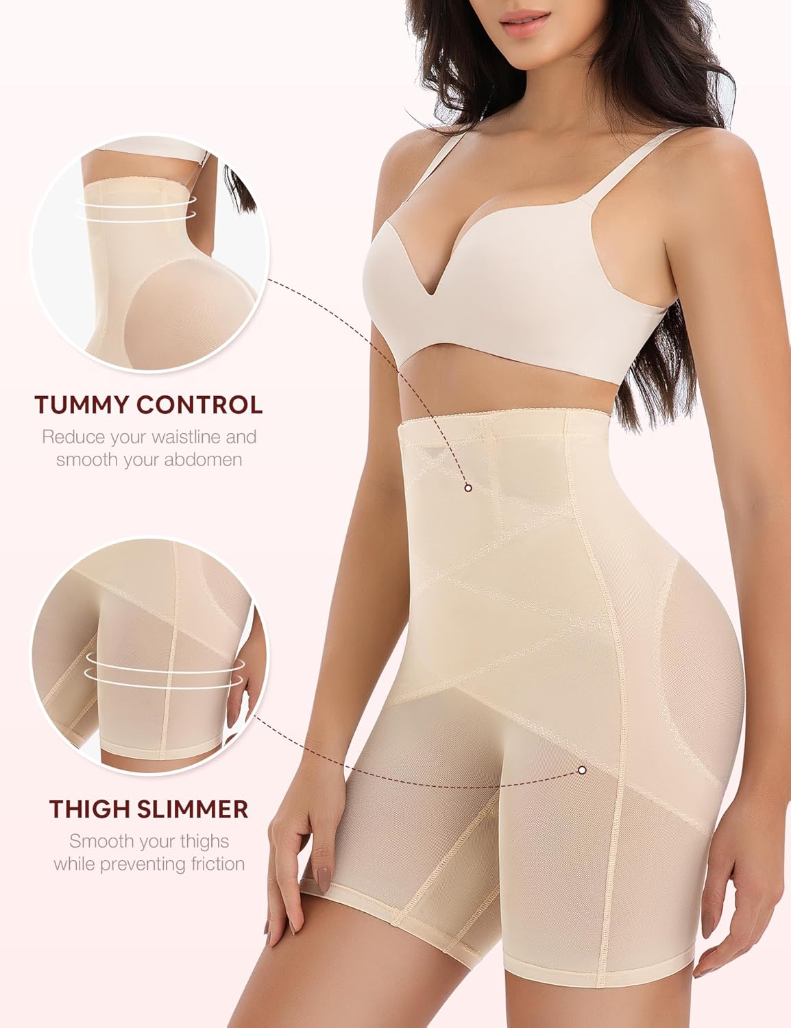 SheBuddy Shapewear for Women Tummy Control, Butt Lifting High Waisted Body Shaper Underwear Shorts Thigh Slimmer Girdles