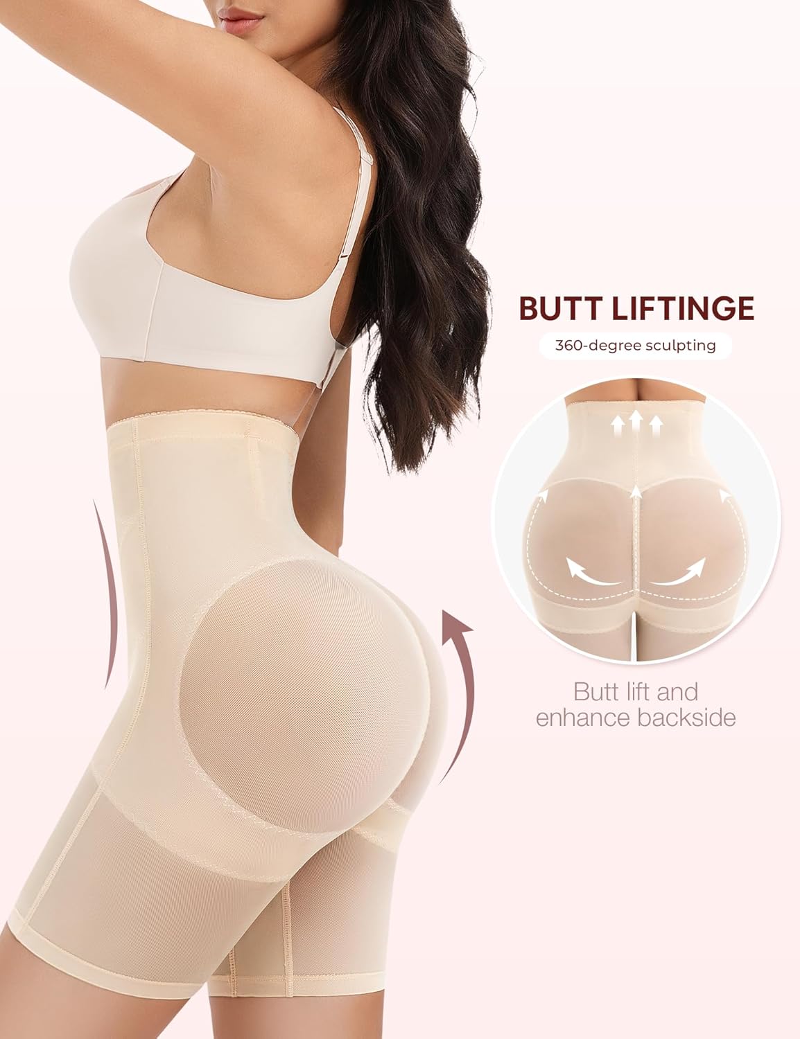 Alternative view of SheBuddy Shapewear for Women Tummy Control, Butt Lifting High Waisted Body Shaper Underwear Shorts Thigh Slimmer Girdles