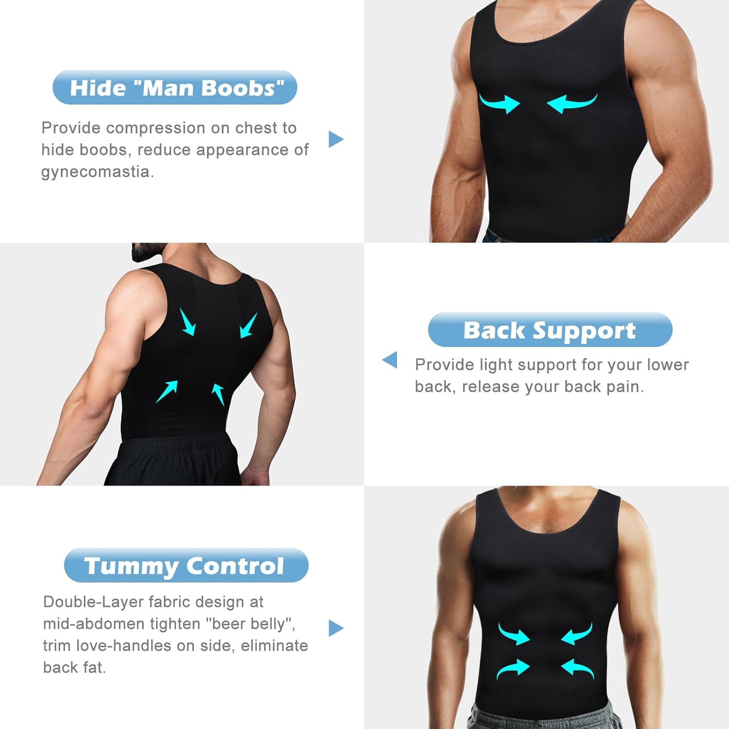 LGMTR Gynecomastia Compression Shirt Men - Slimming Undershirt for Mens Shapewear, Body Shaper Compression Tank Top