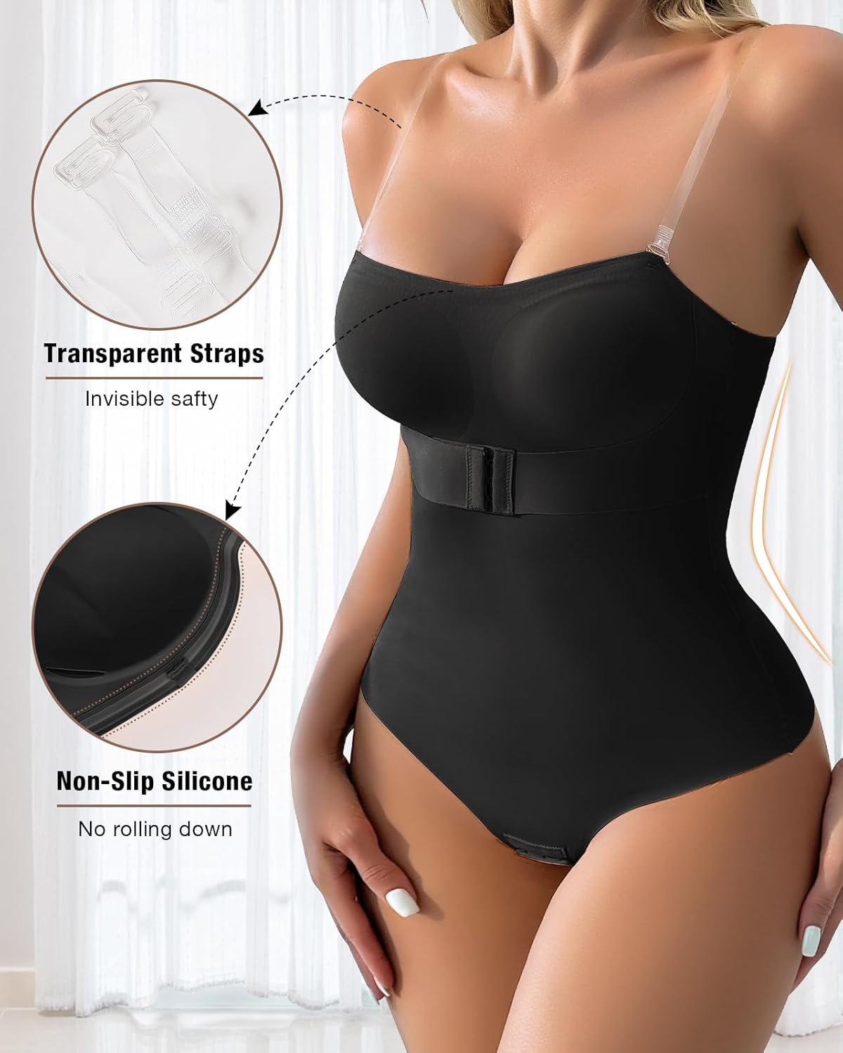 Alternative view of USEASY Shapewear Bodysuit Tummy Control Strapless Bra Shapewear for Women Strapless Faja Body Shaper Thong Light Shapewear