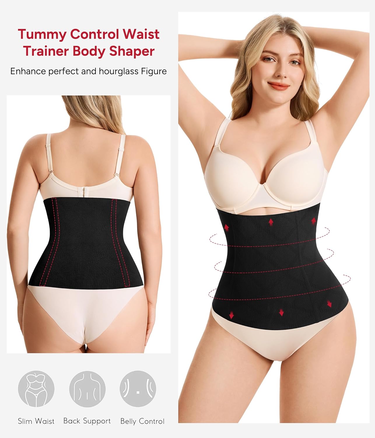 Alternative view of Nebility Womens' Waist Trainer Tummy Control Waist Cincher Slim Body Shaper