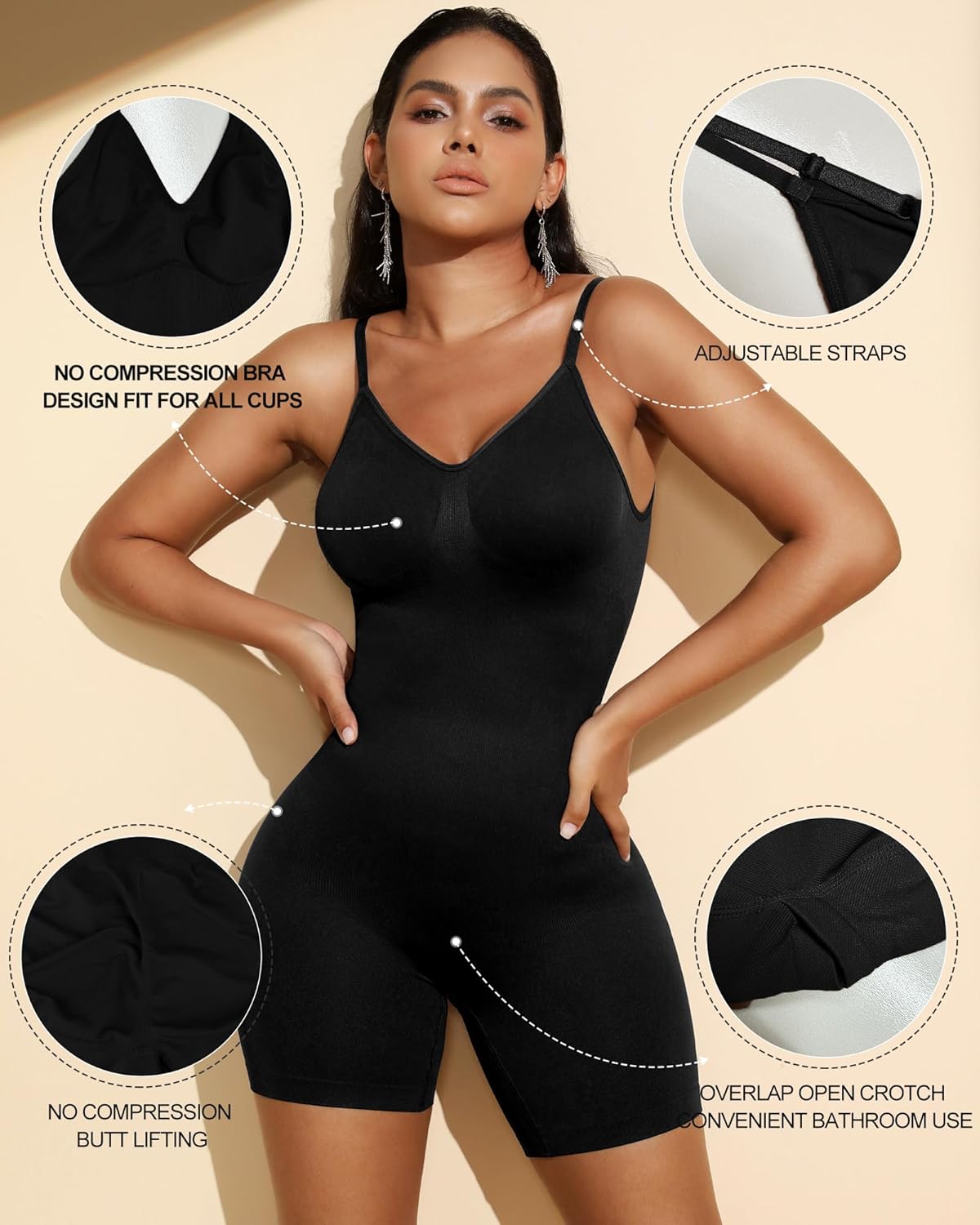 Alternative view of Varaso Shapewear Bodysuit for Women Seamless Backless Tummy Control Bodysuits Body Shaper Jumpsuits Tank Tops