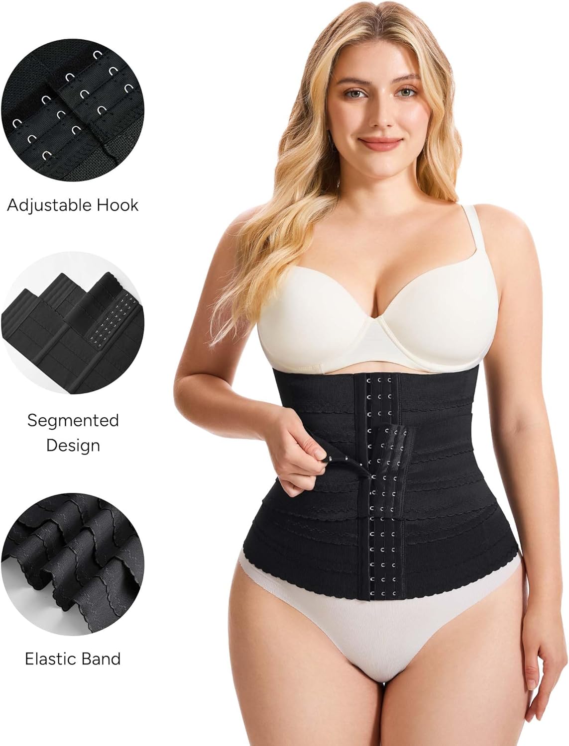 Nebility Waist Trainer for Women Corset Shapewear Tummy Control Segmented Waist Cincher Workout Girdle
