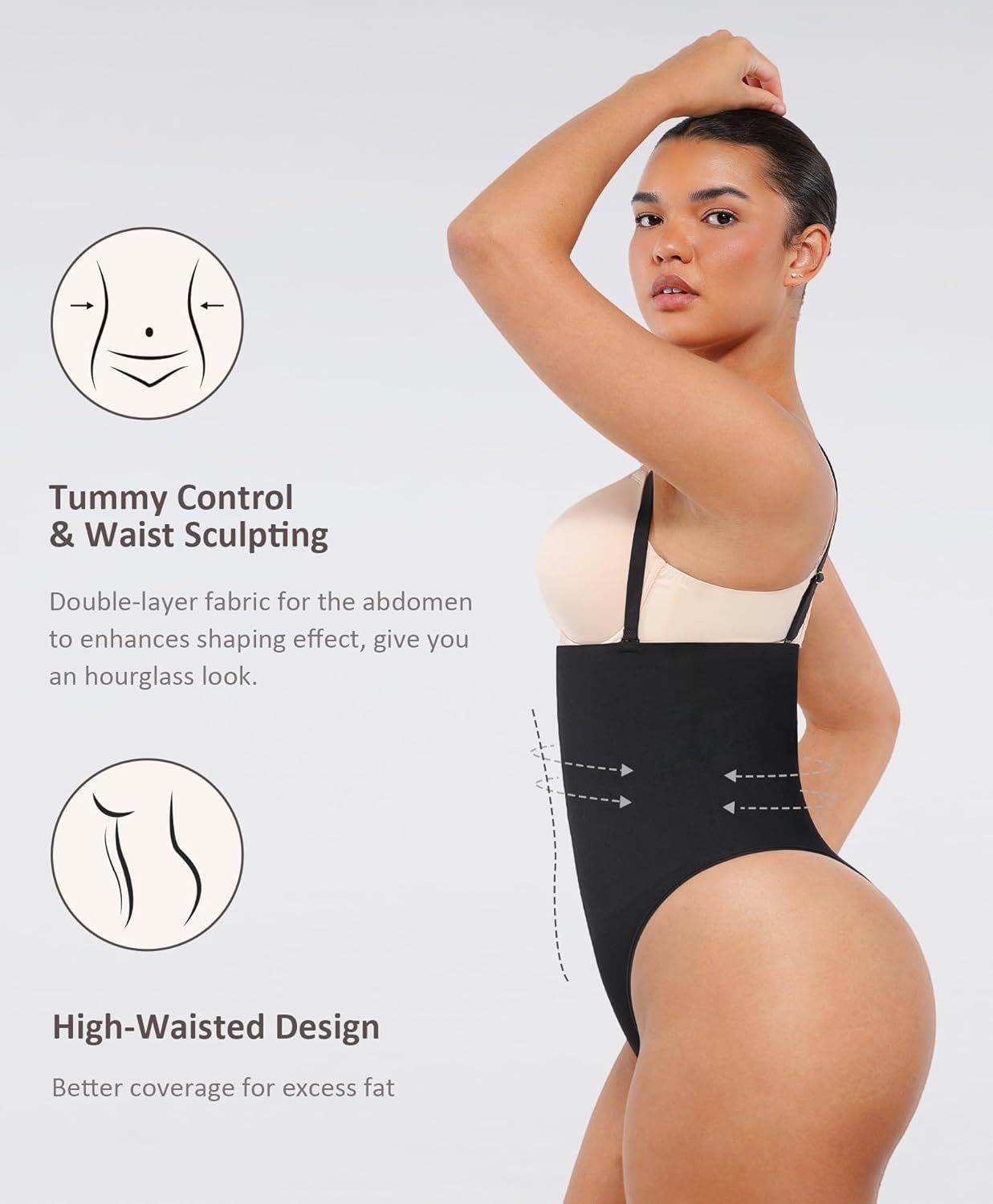 FeelinGirl Thong Shapewear Tummy Control Thongs for Women Seamless Faja Body Shaper Panties Shape Wear Underwear