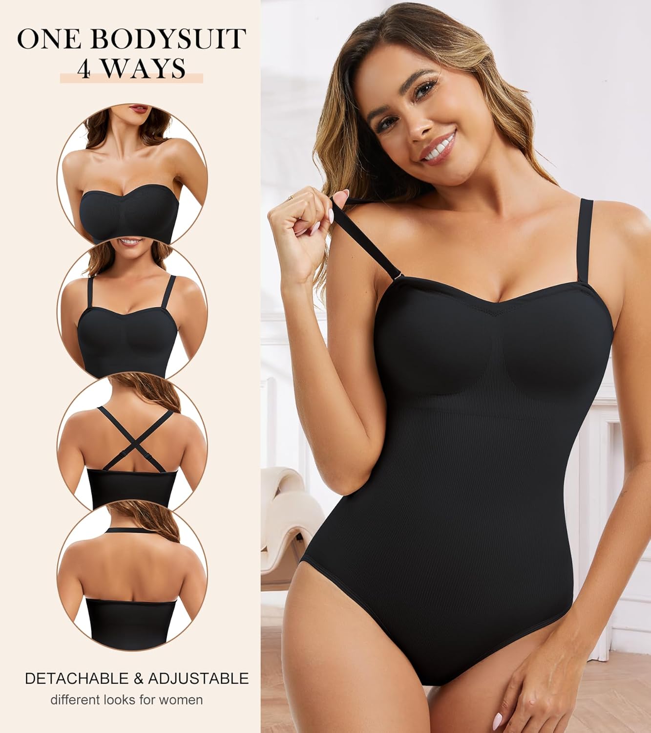 Alternative view of Miguofan Strapless Shapewear Bodysuit for Women With Built In Bra Seamless Tummy Control Tube Top Body Suit Body Shaper