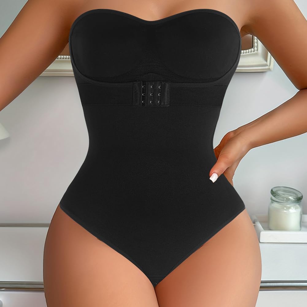 Alternative view of KIMIKAL Women's Strapless Shapewear Bodysuit Tummy Control-Seamless Tank Thong Body Shaper With Removable Clear Straps