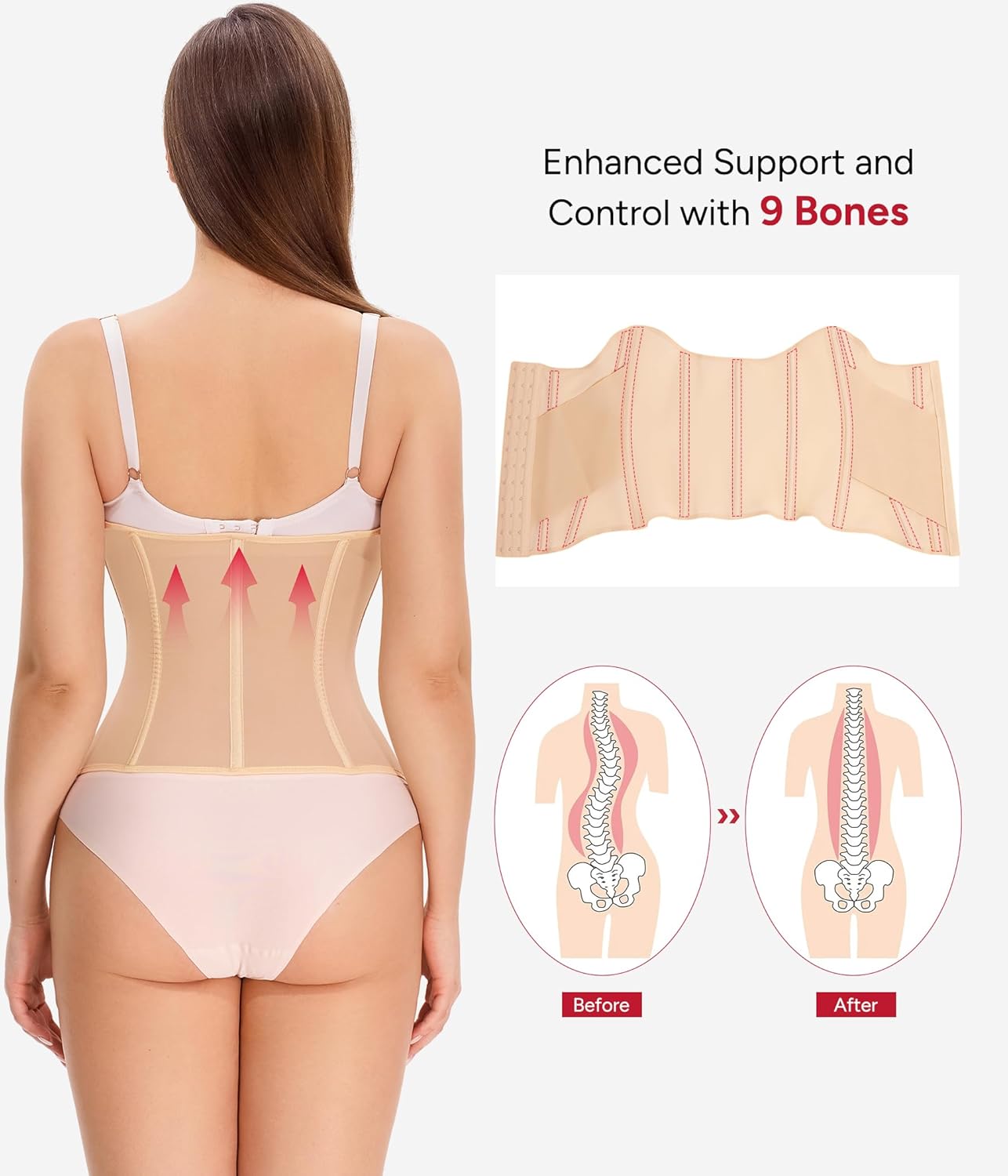 Alternative view of Nebility Waist Trainer for Women Corset Shapewear - Mesh Faja Body Shaper Waist Cincher Tummy Control Girdle Daily Wear