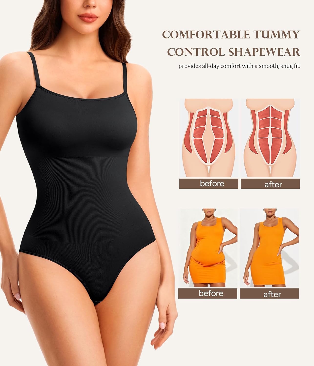 Alternative view of LANCS Shapewear for Women Tummy Control Seamless Shapewear Bodysuits Body Shaper Waist Trainer Corset leotards