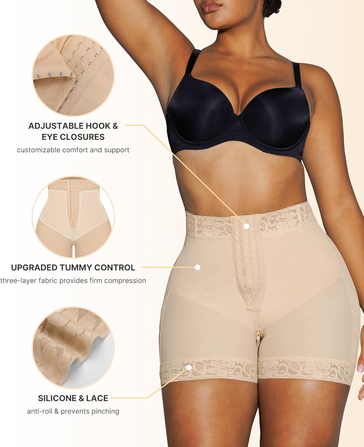 Alternative view of SHAPELLX Butt Lifting Shapewear Tummy Control Butt Lifting Shorts with Built-in Steel Bones