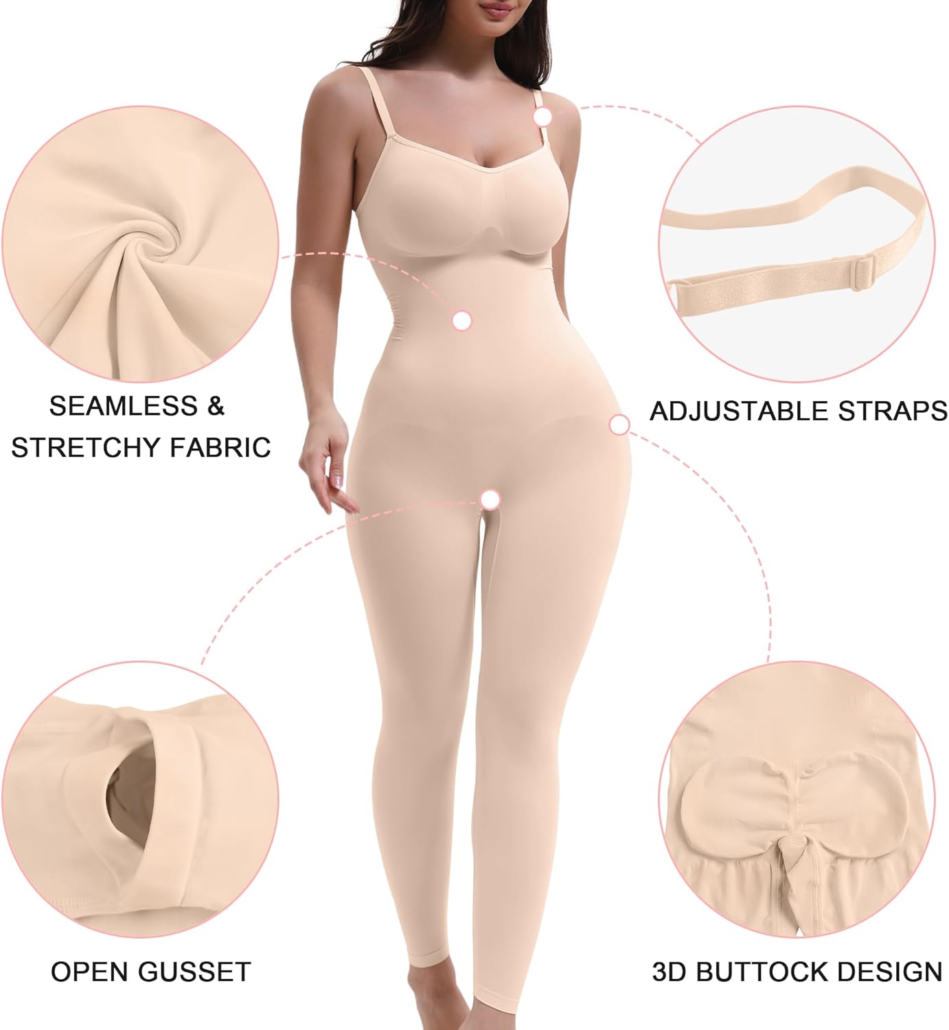 Alternative view of SHAPERX Hourglass Leggings 360 Compression 2 Sizes Look Full Body Shaper Breathable No Roll Down