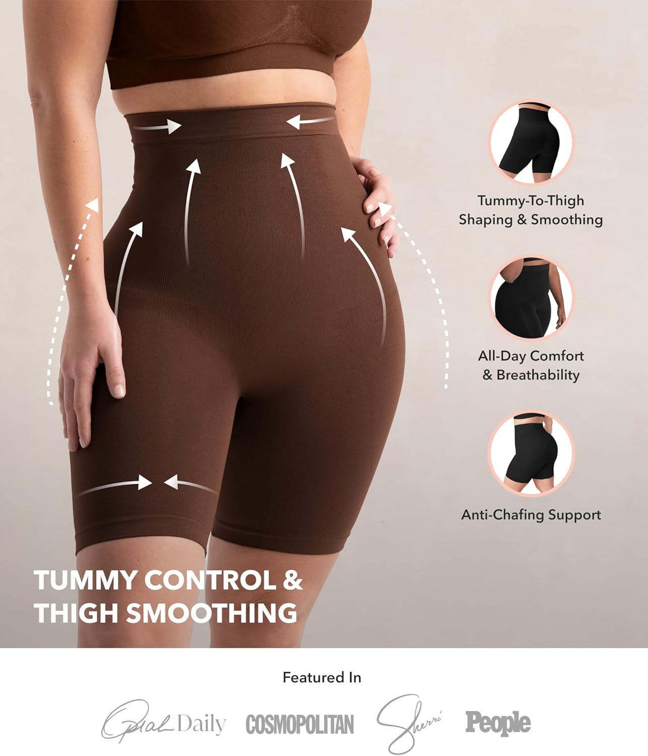 SHAPERMINT Shapewear for Women - High-Waisted Shapewear Tummy Control Shorts, Thigh Slimmer, Underwear for Women