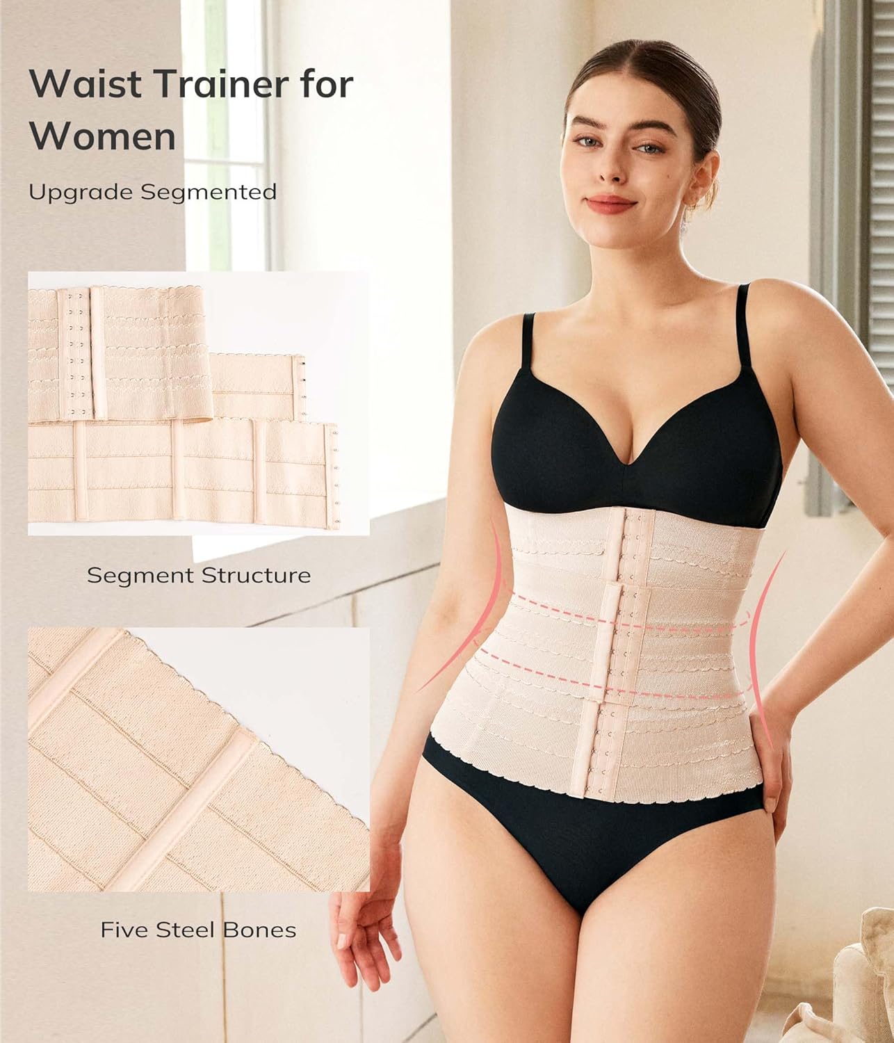 Alternative view of LODAY Segmented Waist Trainer for Women Corset Shapewear Waist Cincher Tummy Control Faja Body Shaper
