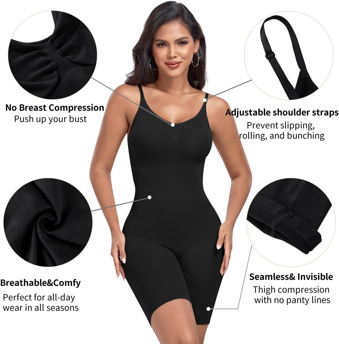 Alternative view of EUYZOU Shapewear Bodysuit for Women Tummy Control - Butt Lifting Fajas Full Body Shaper Seamless Thigh Slimmer Shorts