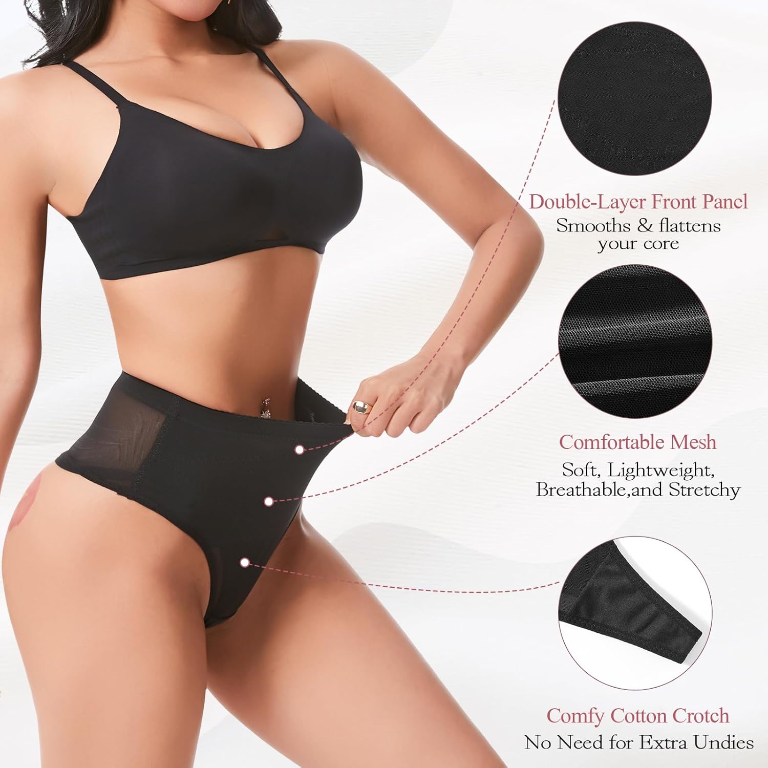 Alternative view of Aintmax Tummy Control Thong Shapewear Underwear for Women Low Rise Seamless Body Shaper Girdle Compression Panties