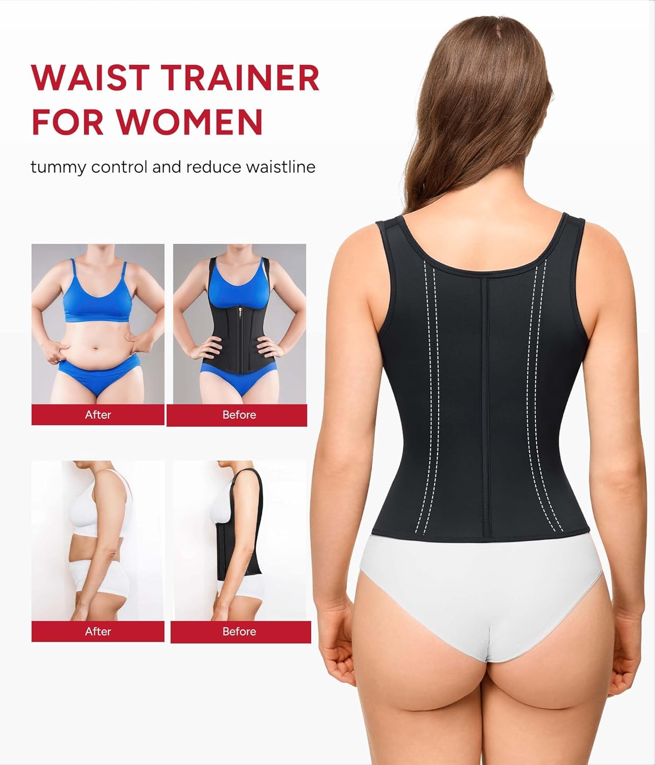 Nebility Waist Trainer for Women Corset Shapewear Tummy Control Faja Body Shaper Waist Cincher with Adjustable Strap