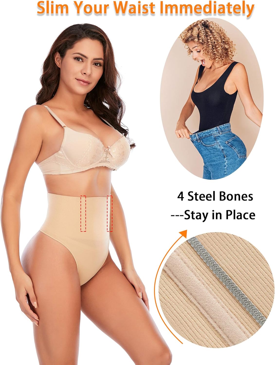 Alternative view of Werena Tummy Control Thong Shapewear for Women Seamless Shaping Thong Panties Body Shaper Underwear