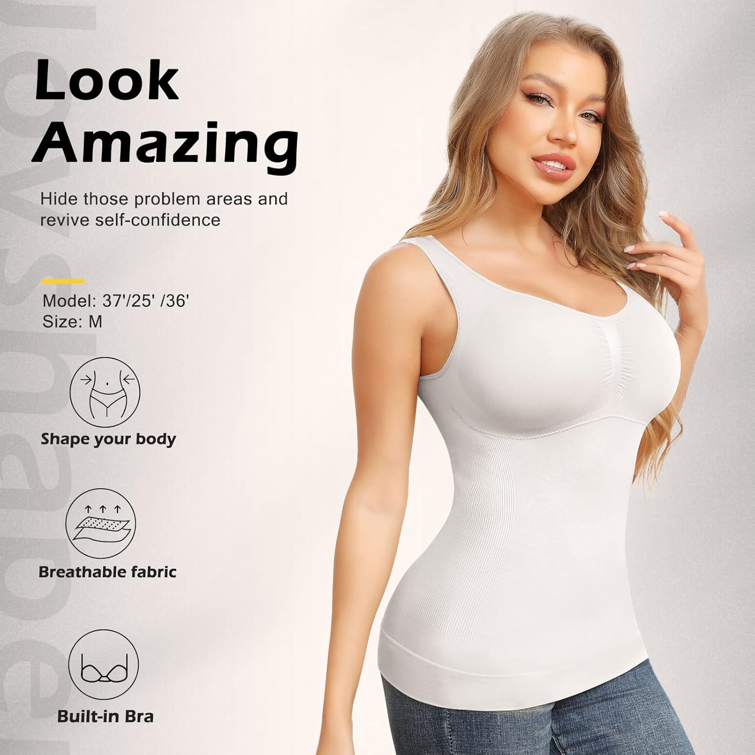 Alternative view of Shapewear Camisoles With Built in Bra Tummy Control Compression Tank Tops for Women Body Shaper Padded Tanks