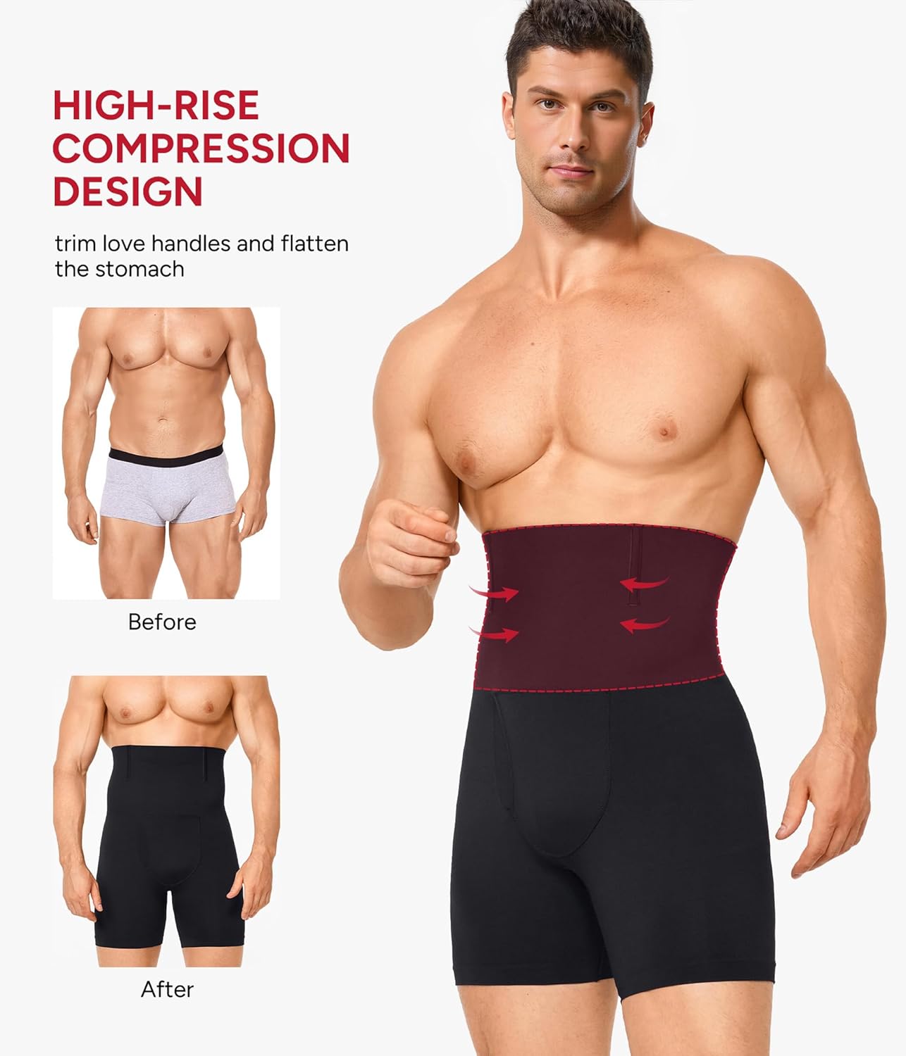 Nebility Shapewear Men Compression Shorts - Slimming Body Shaper Tummy Control Underwear Boxer Briefs