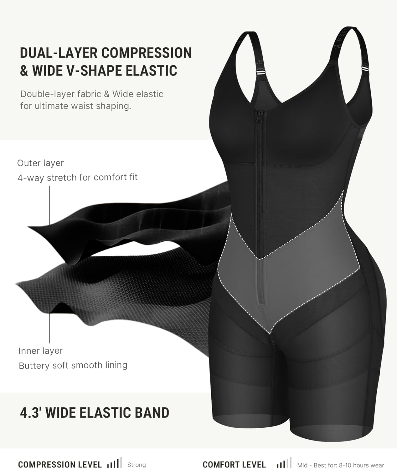 Alternative view of FeelinGirl Fajas Colombianas Moldeadoras Shapewear Tummy Control Postpartum Butt Lifting Body Shaper with Zipper Crotch