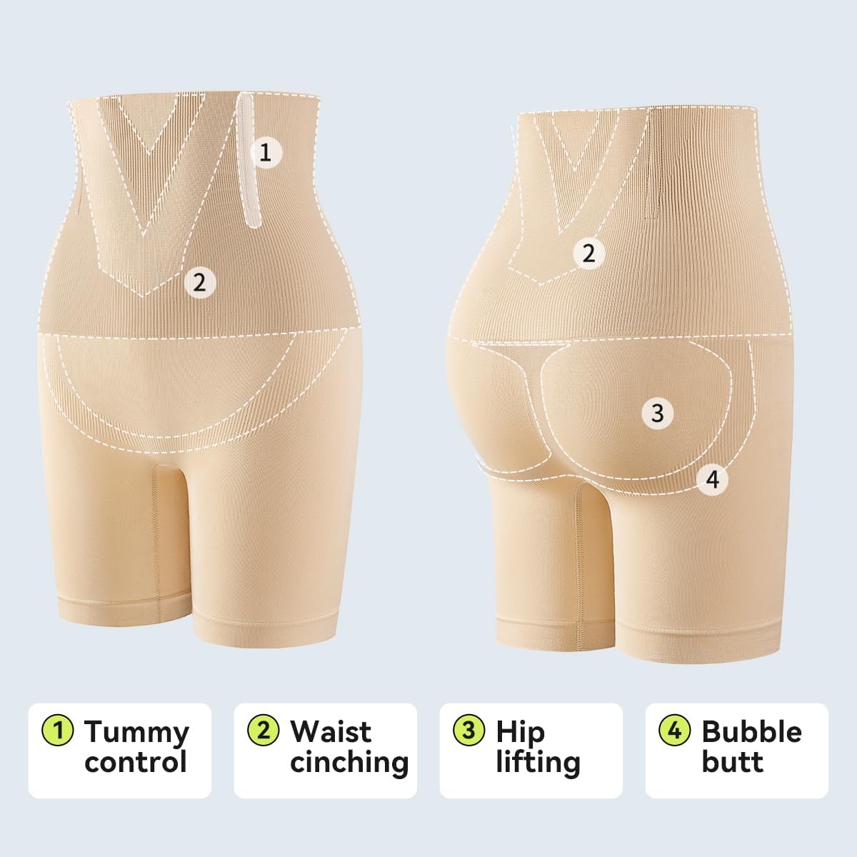 Alternative view of KAKAPEOPLE 2 Pack Women's Tummy Control Butt-Lifting Shapewear, High-Waisted Tummy Control Shorts Thigh Slimmer Shapewear