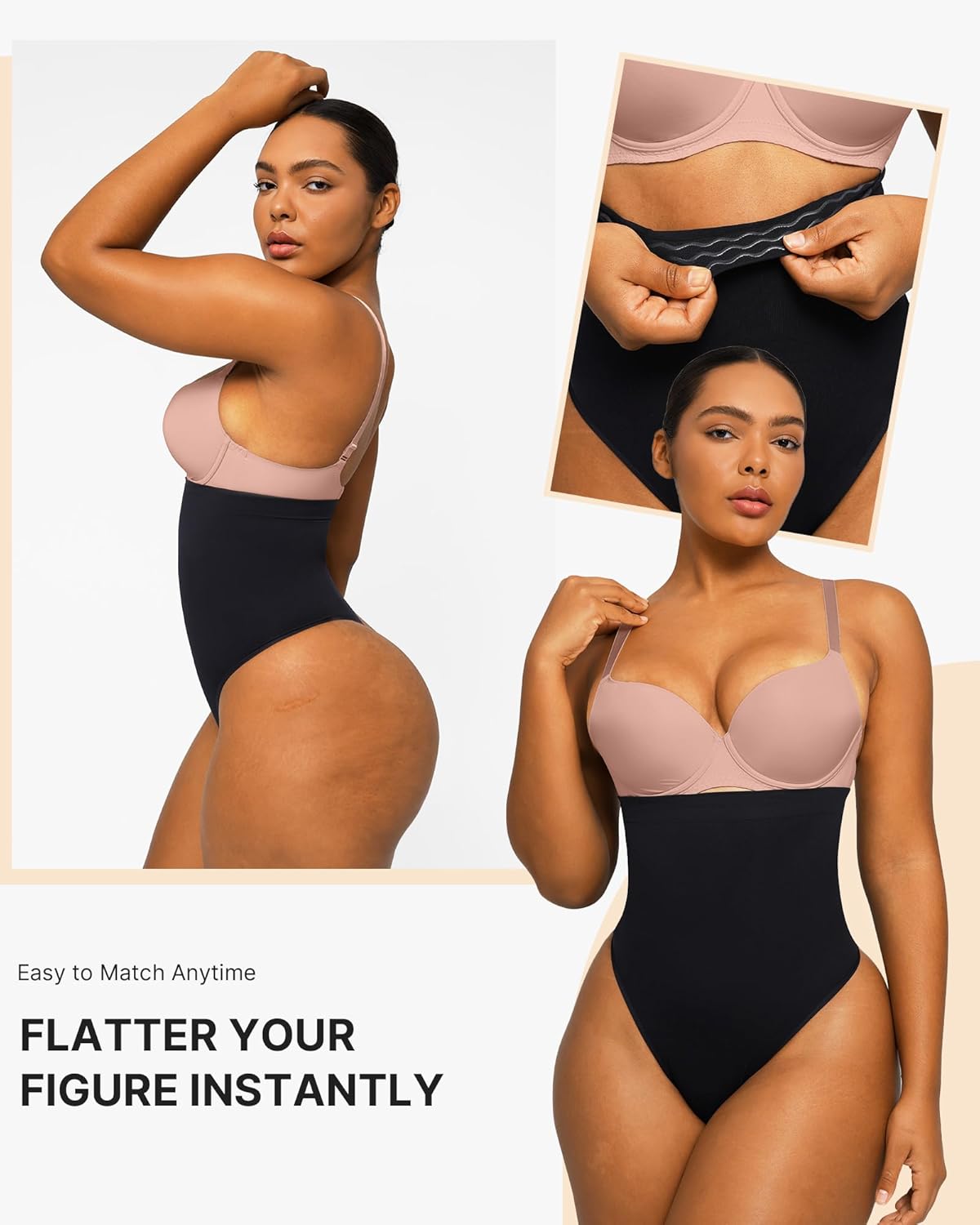 Alternative view of SHAPELLX Shapewear Tummy Control Seamless High Waisted Body Shaper Waist Slimming Thong Underwear Girdle Tummy Slimmer